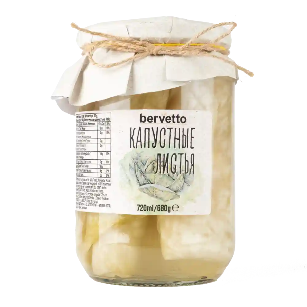 Bervetto Zelné listy, 680g/6 ks