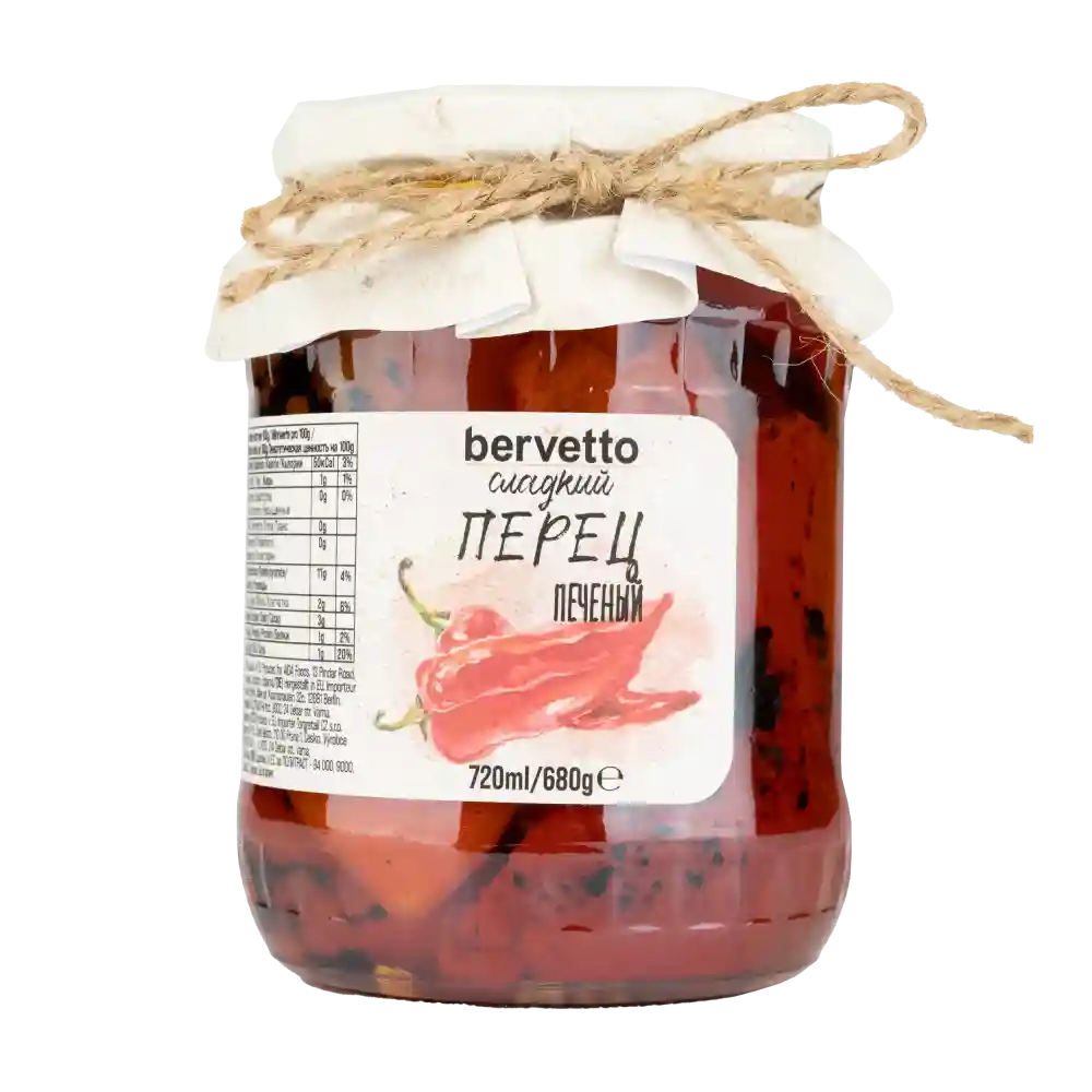 Bervetto Grilovaná paprika, 720ml/680g /6 ks