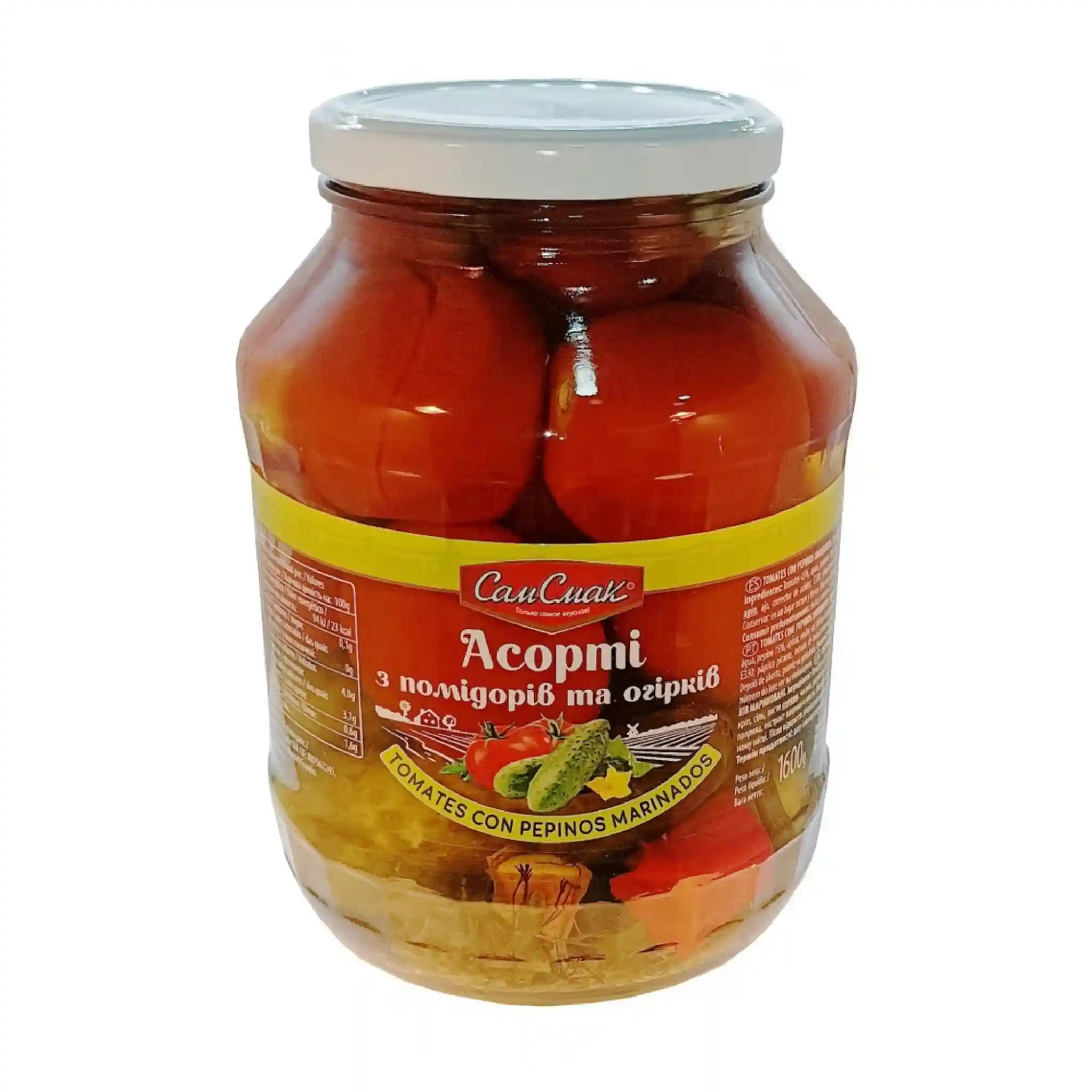 TM Sam Smak Assorti okurky a rajčata, 1600g/6ks