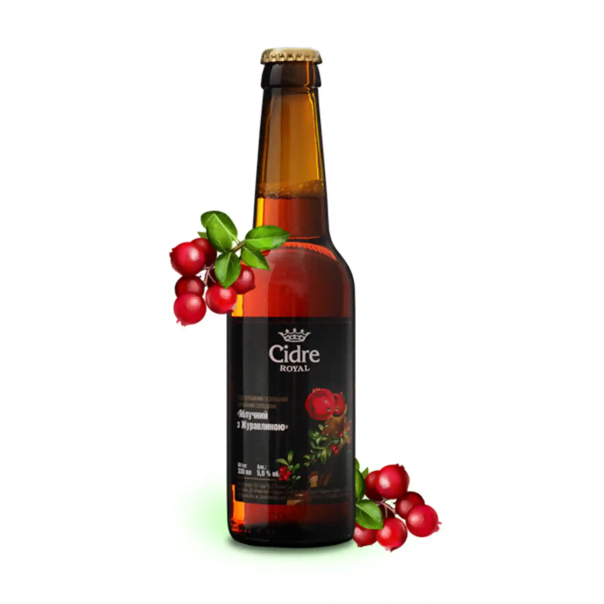 TM Cidre Royal Polosladký přírodní fermentace míchaný cider "Jablko s klikvou", 5%, sklo 0,33l/12ks