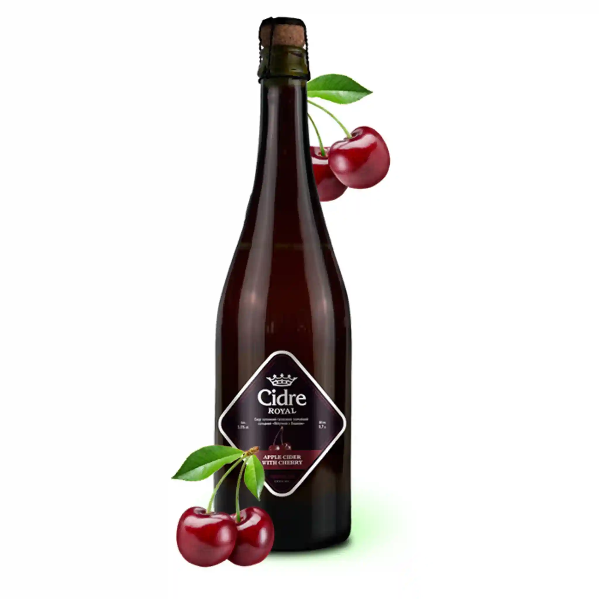 TM Cidre Royal Sladký přírodní fermentace míchaný cider "Jablko s višní", 5%, sklo 0,7l/6ks