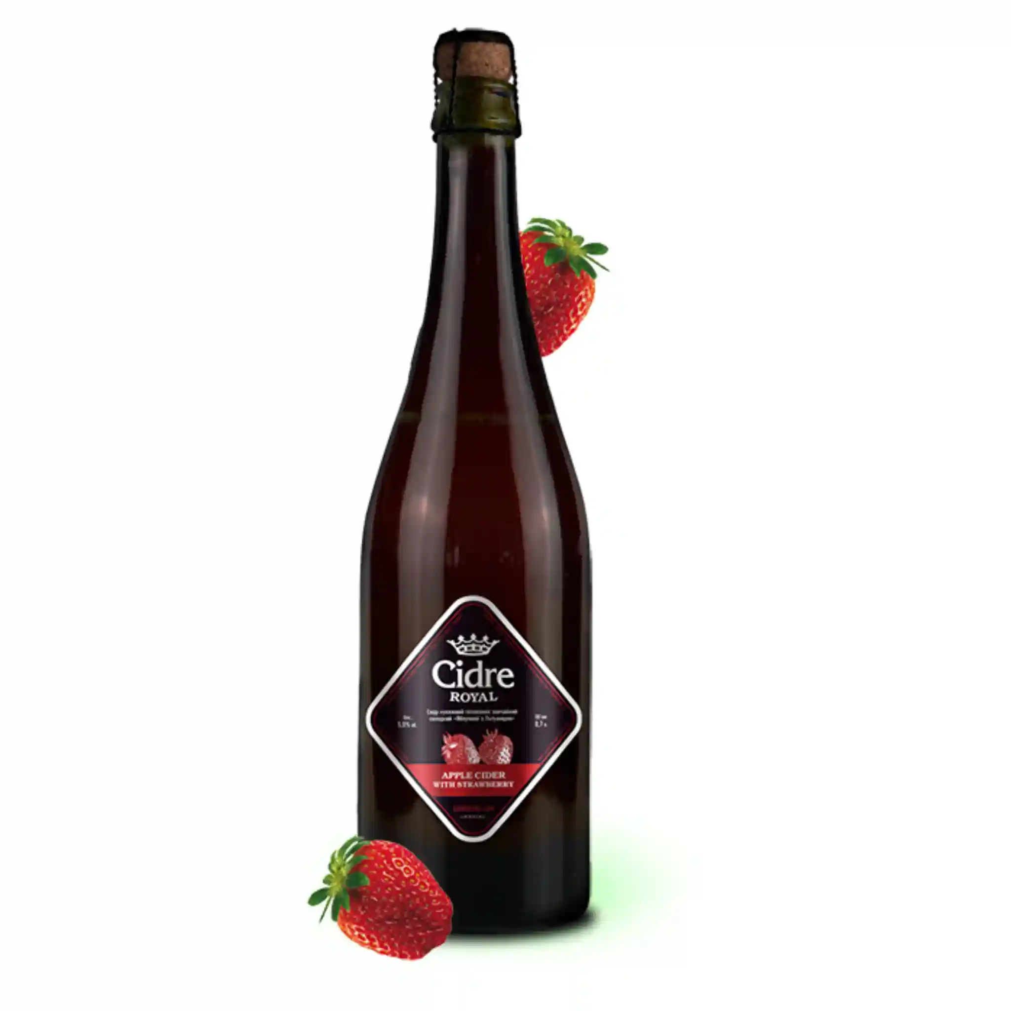 TM Cidre Royal Sladký přírodní fermentace míchaný cider "Jablko s jahodou", 5%, sklo 0,7l/6ks