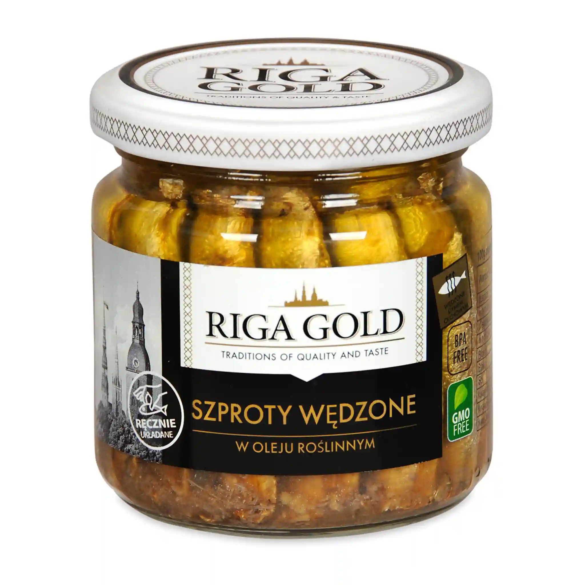 Riga Gold Šproty uzené v rostlinném oleji 185g/12ks