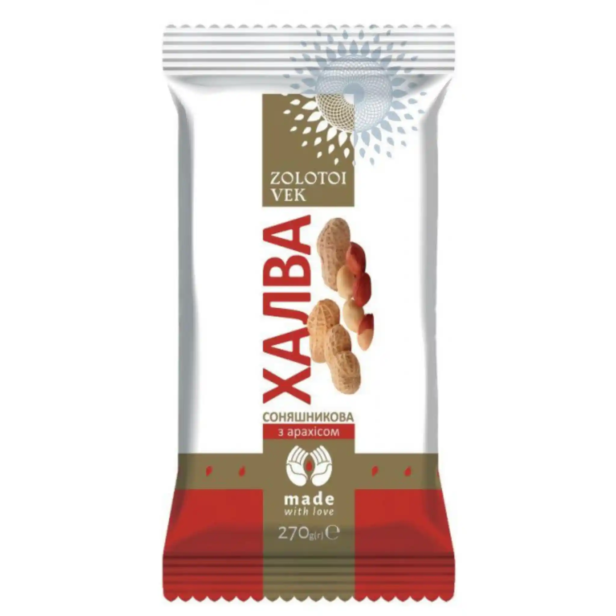 Zlatý věk Chalva slunečnicová s arašídy, 270g / 20 ks box