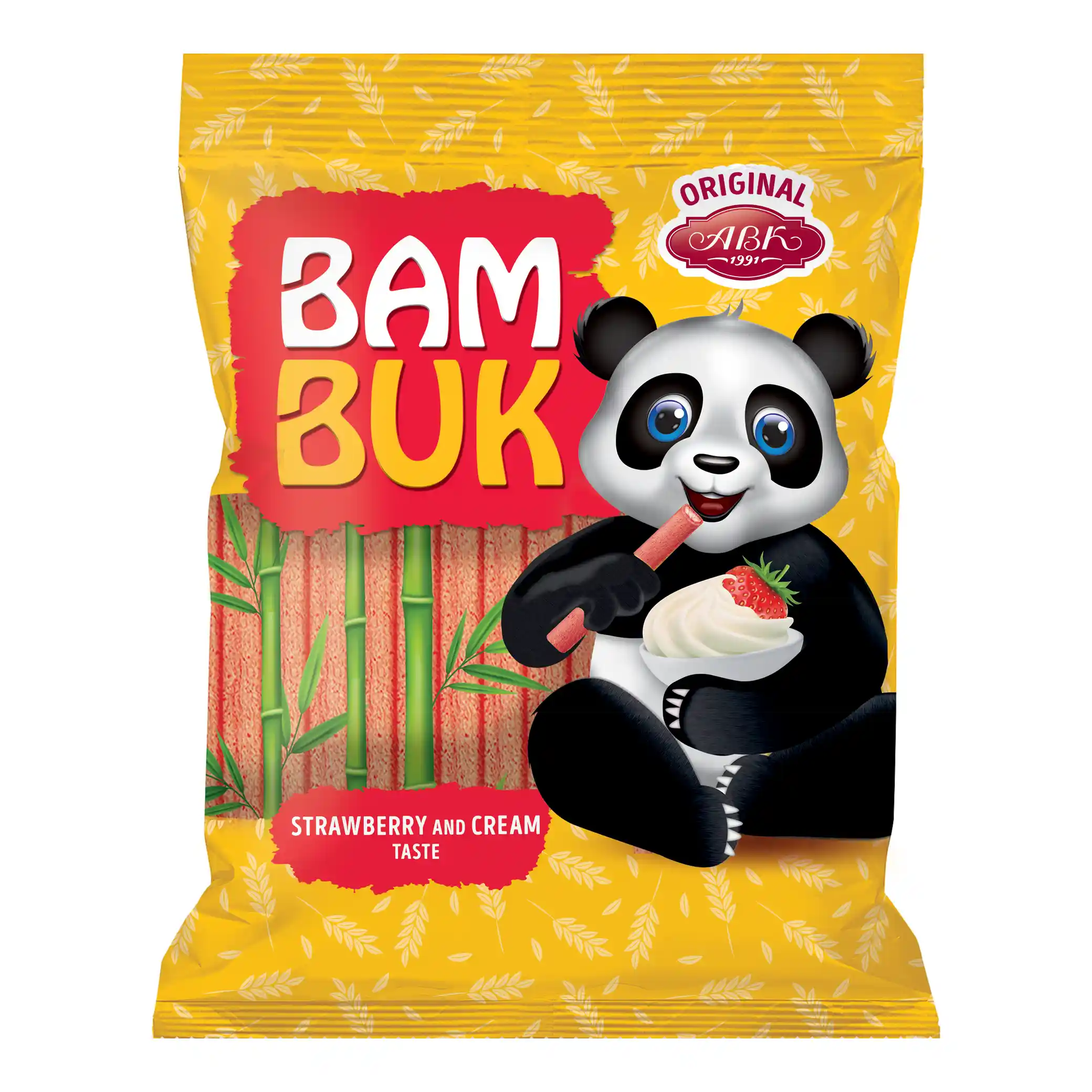 ABK Vícezrnné křehké tyčinky „Bam-Buk“ s příchutí jahodového krému, 200 g/22ks