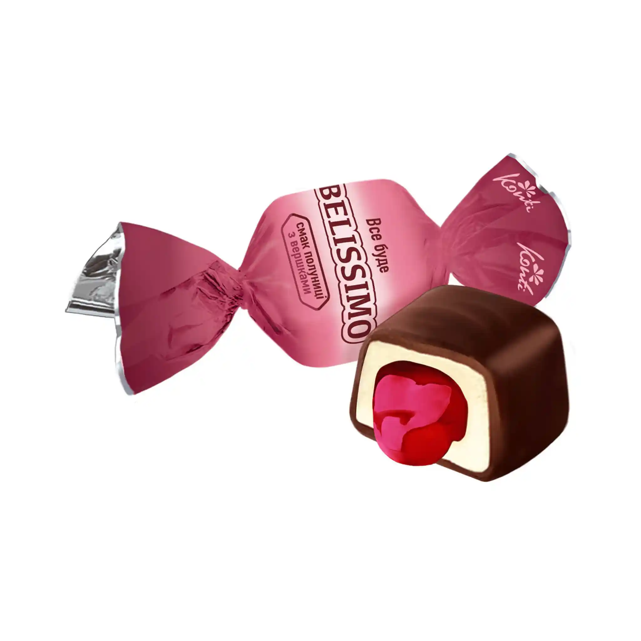 Konti  "Belissimo" bonbony chuť jahod se smetanou, 200g/24ks