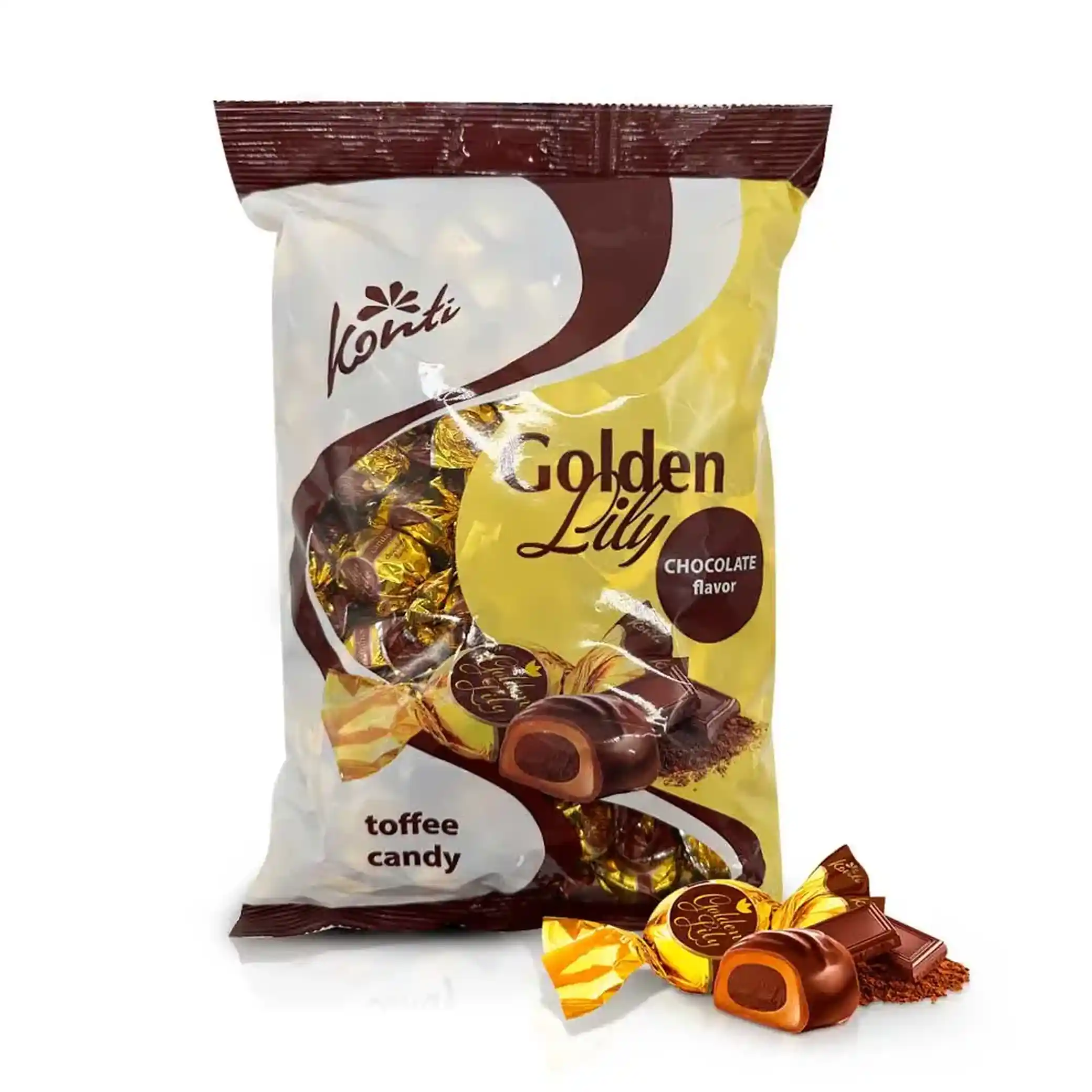 Konti "Golden Lily" karamelové bonbóny s čokoládovou příchutí, 1kg/7ks