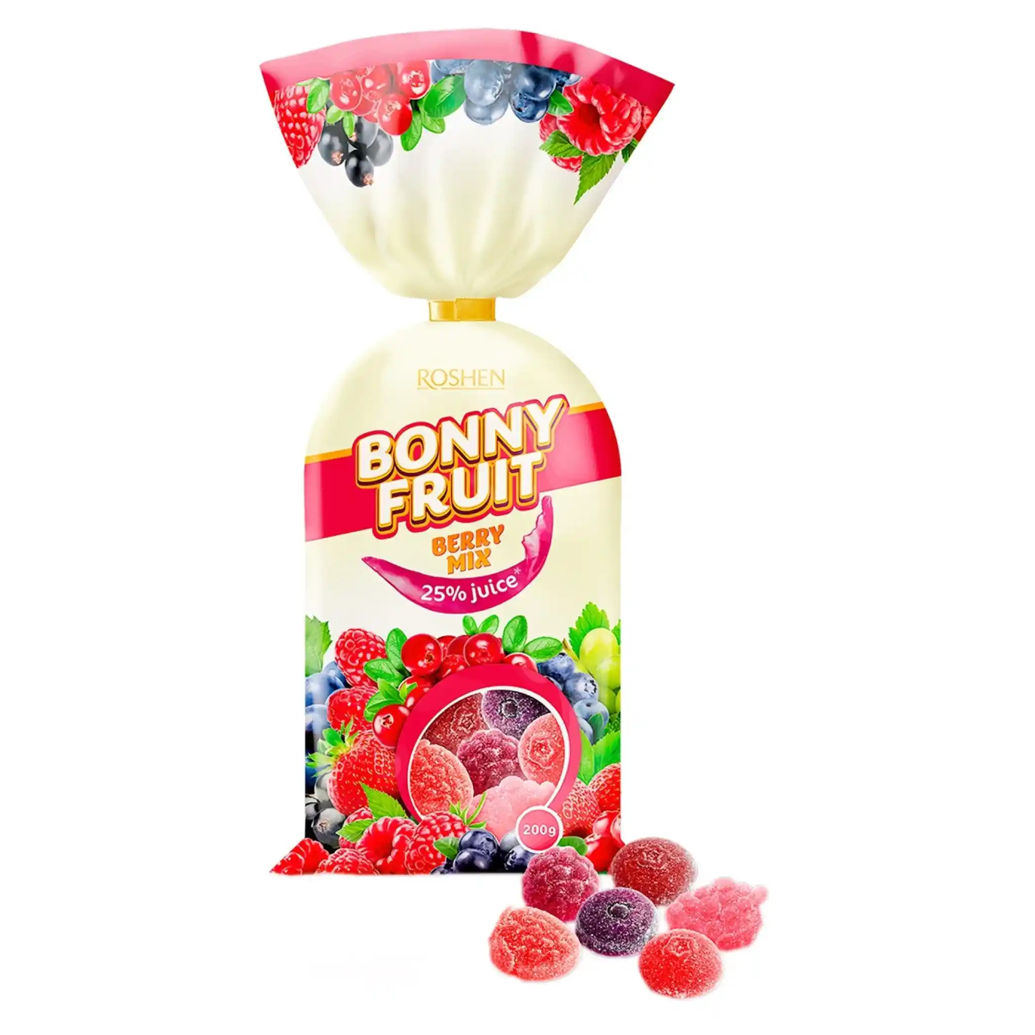Roshen Žele BONNY-FRUIT Berry Mix, 200g/18ks