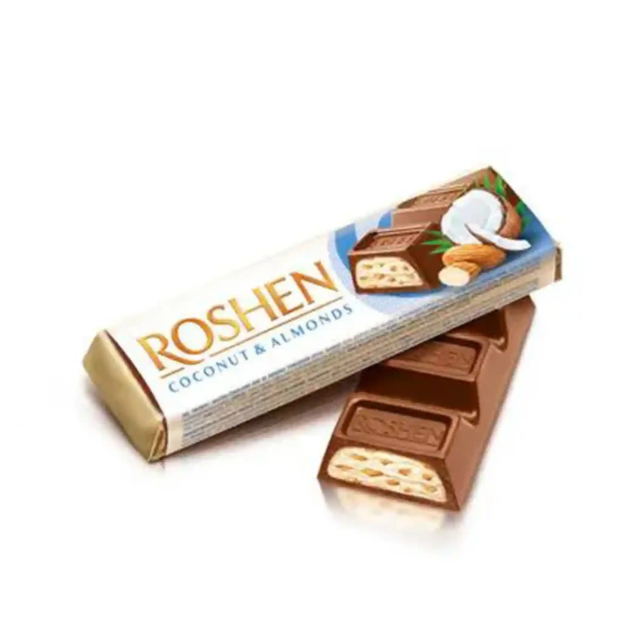 Roshen Čokoládová tyčinka s mandlovou a kokosovou náplní, 38g / 30ks