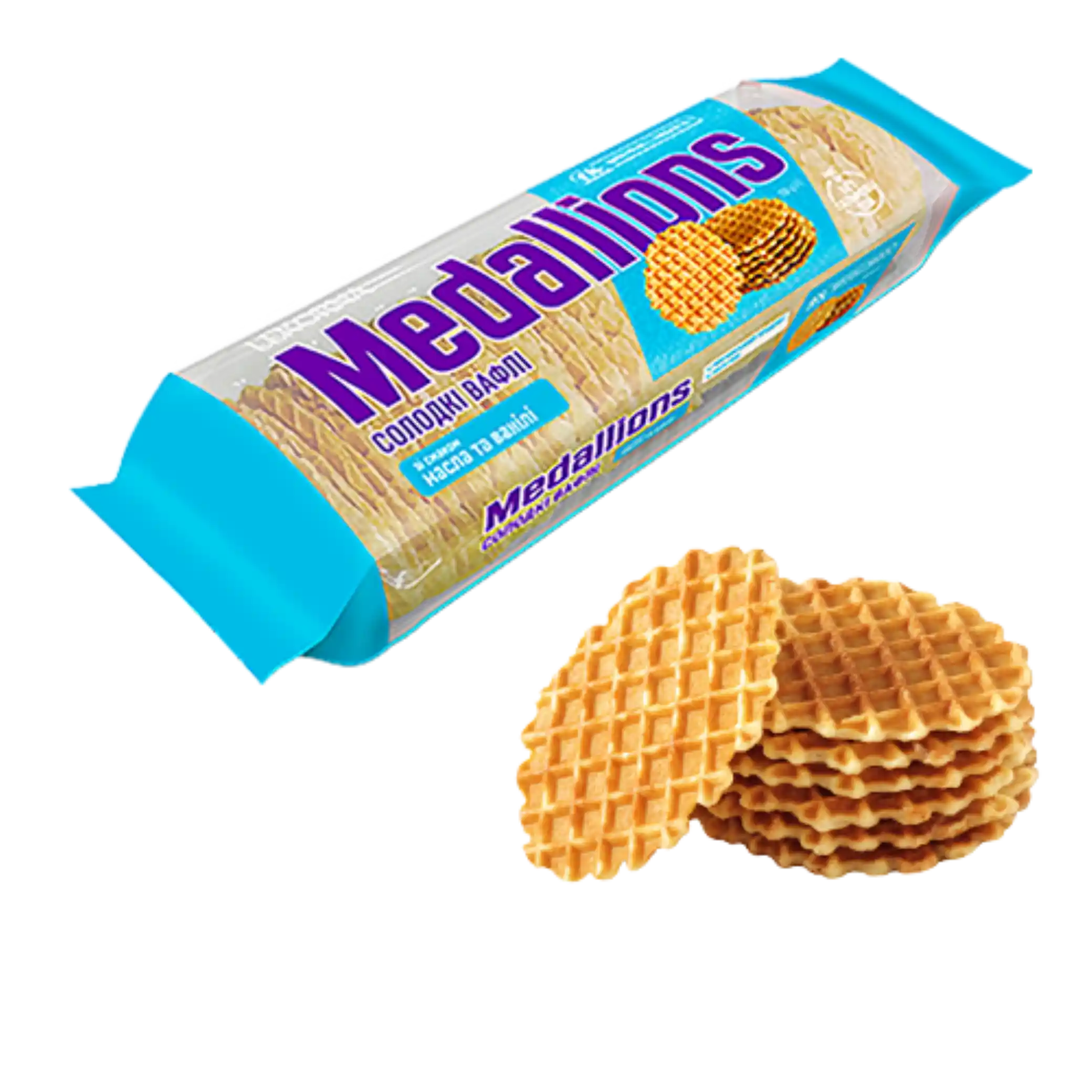 TM Lekorna Sladké vafle „Medallions“ s příchutí máslo-vanilka, 100g/ 12ks