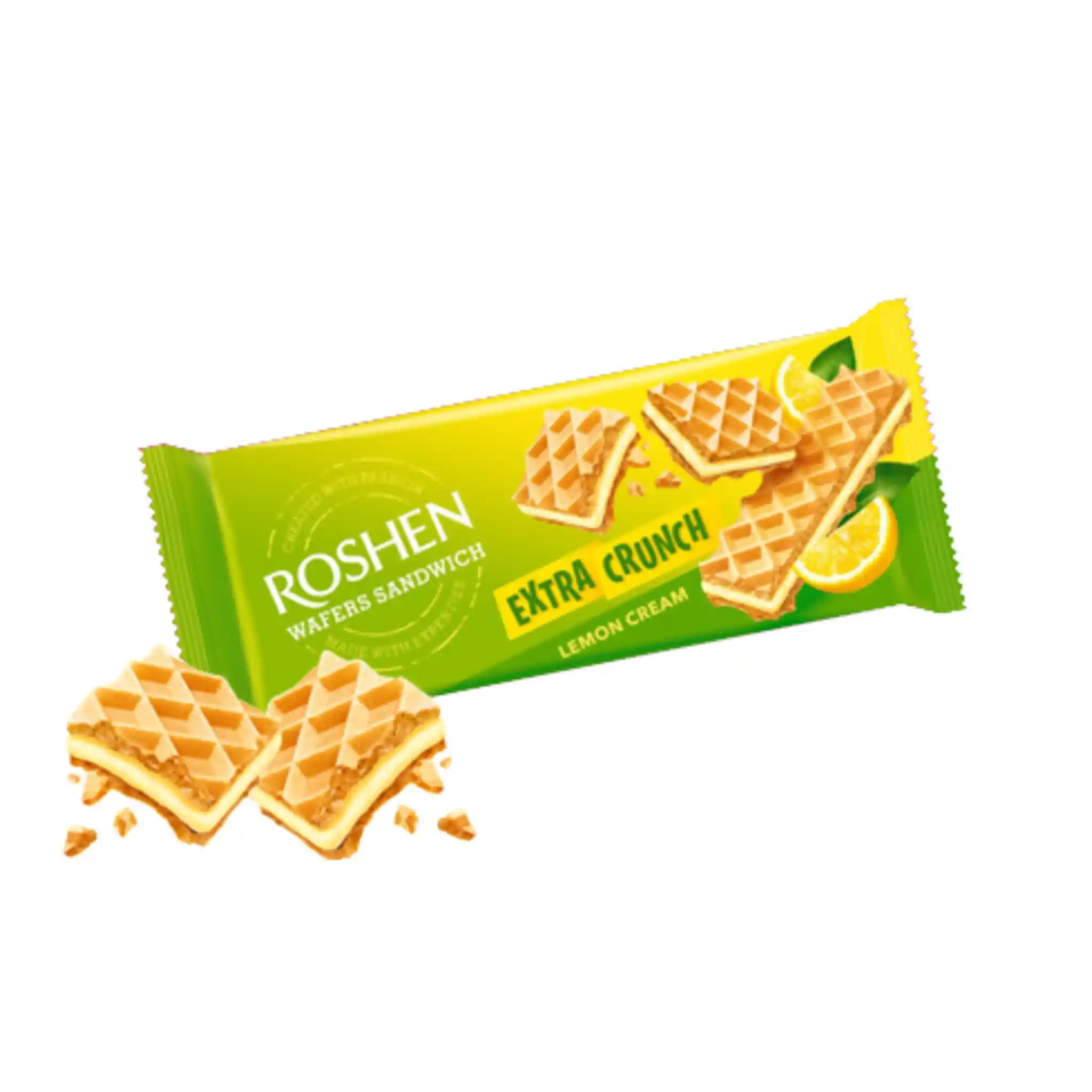 Roshen Oplatké  "Wafers Sandwich Crunch Lemon" citronové, 142g/15 ks