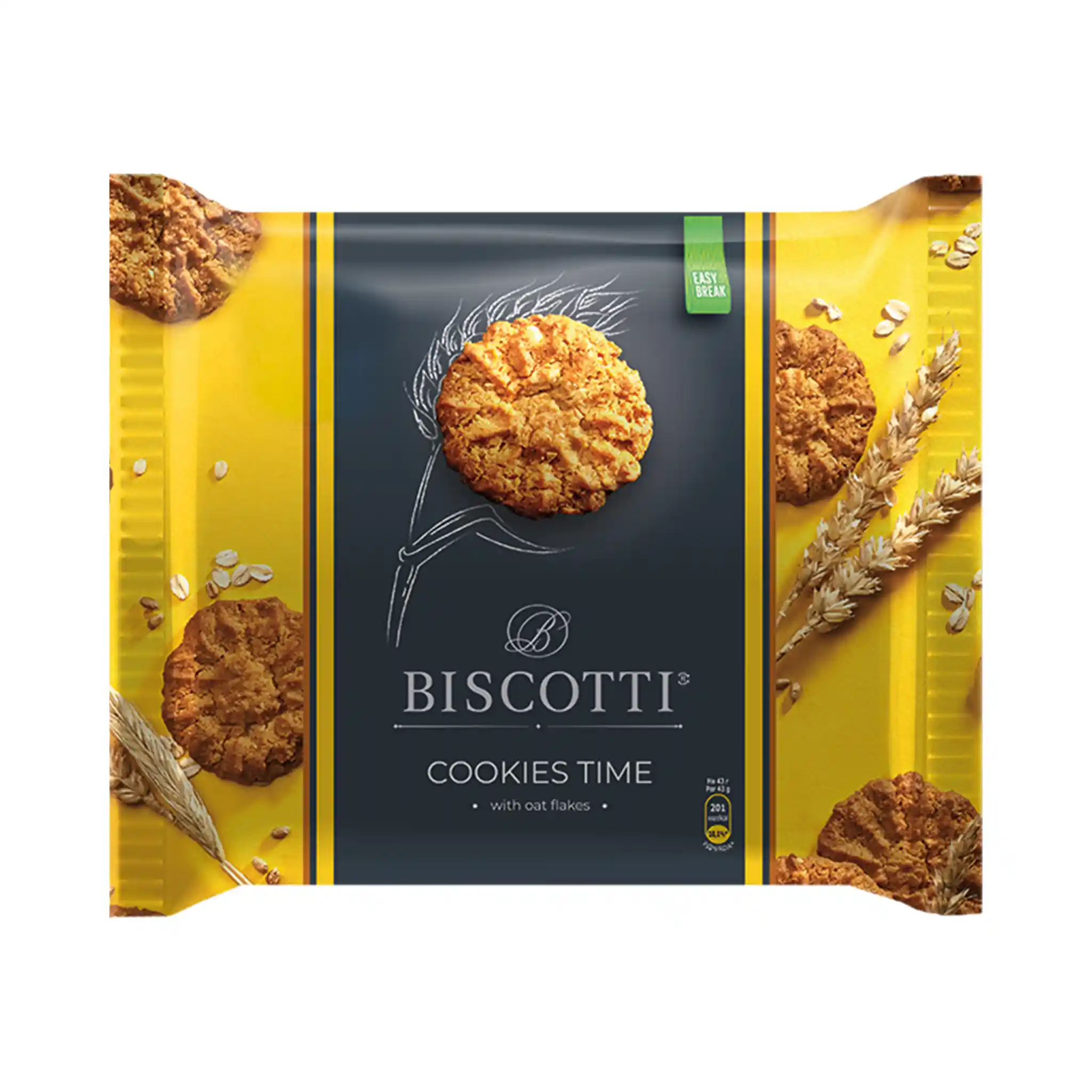 Biscotti Cookies time Sušenky z křehkého testa s ovesnými vločkami, 170g/ 10 ks
