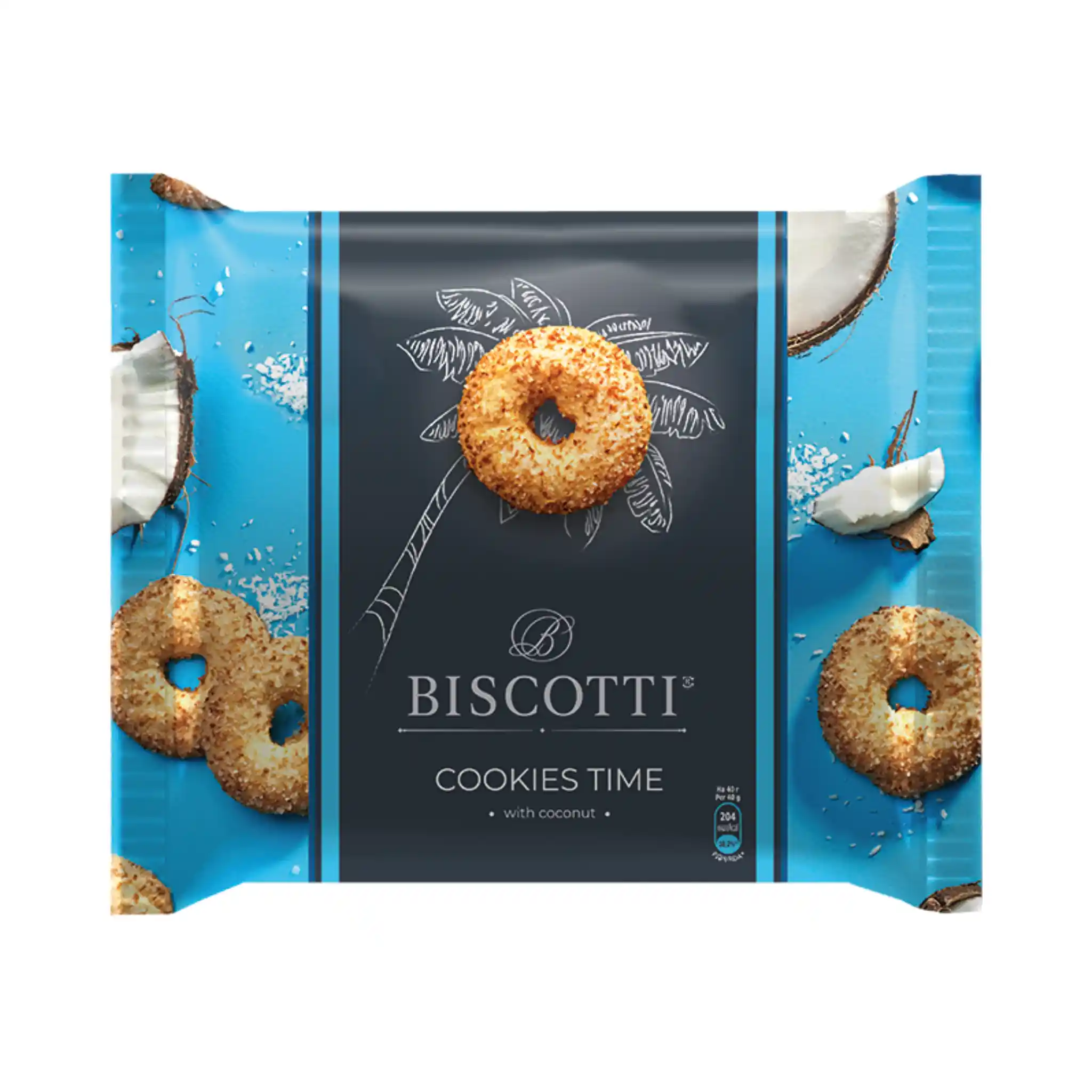 Biscotti Cookies time Sušenky z křehkého testa s kokosem, 160g/ 10 ks