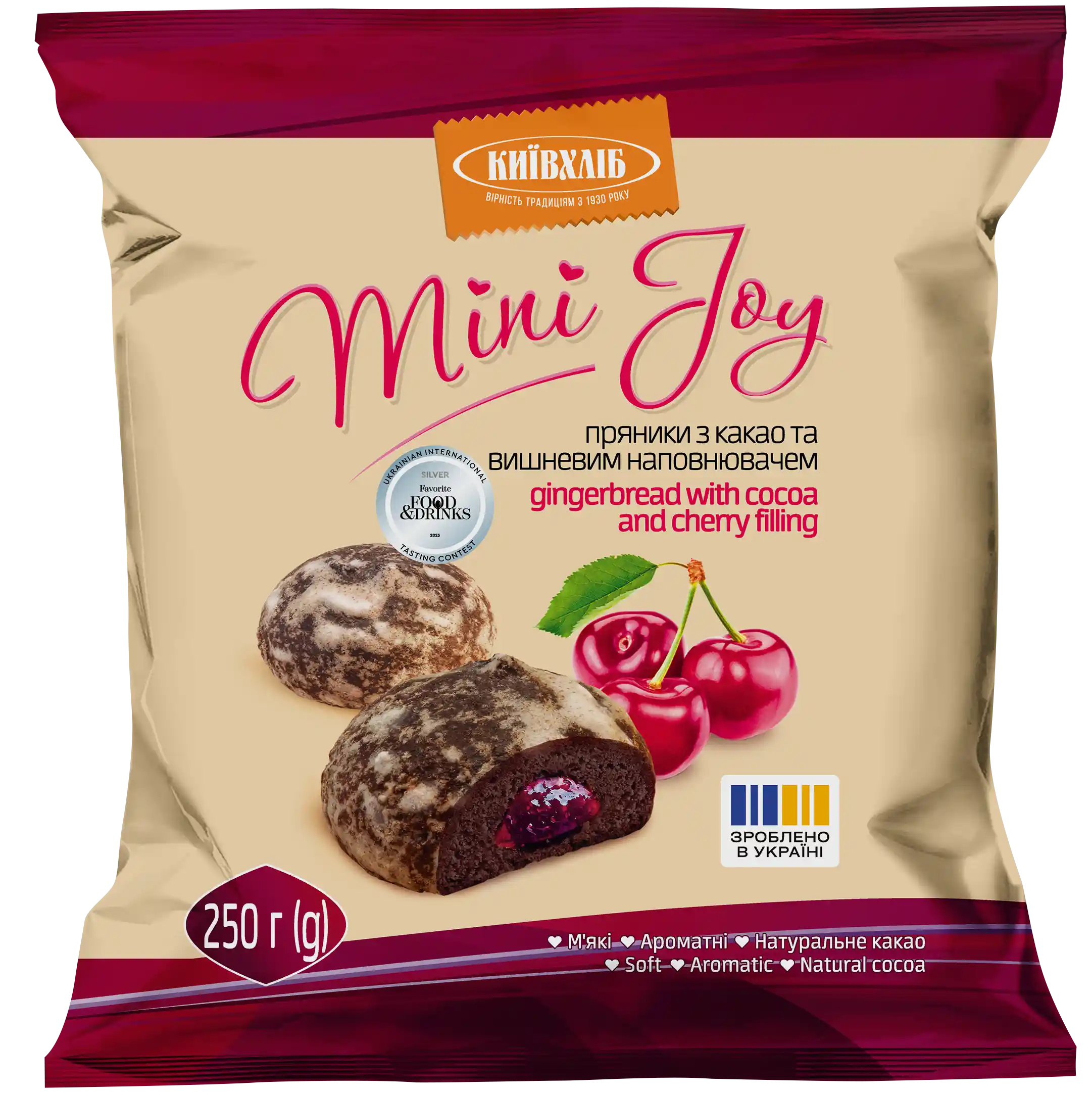 KievChlib Perníky "Mini Joy" s kakaem a višňovou náplní 250g/12kus