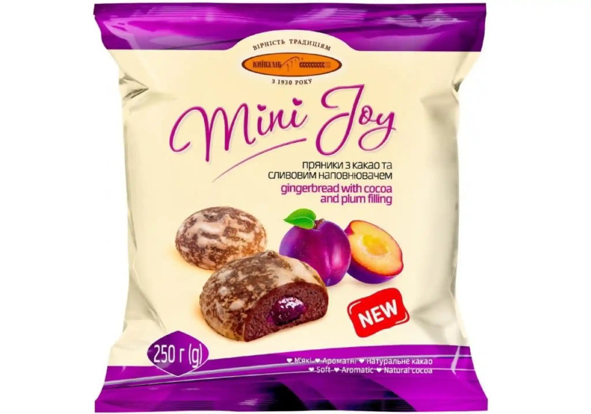 KievChlib Perníky "Mini Joy" s kakaem a švestkovou náplní 250g/12kus