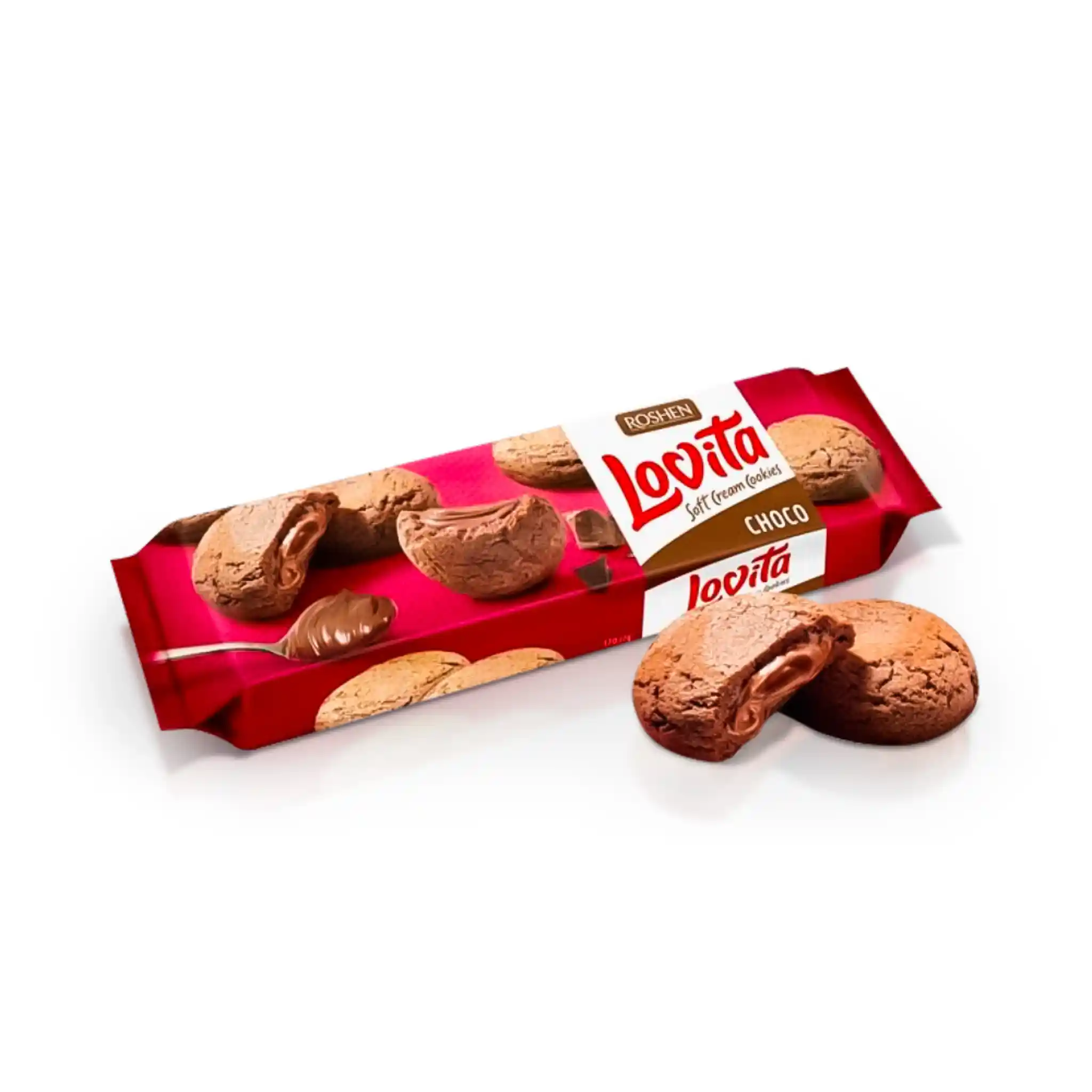 Roshen Sušenky "Lovita soft cream cookies" s čokoládovou náplní, 127g/18ks