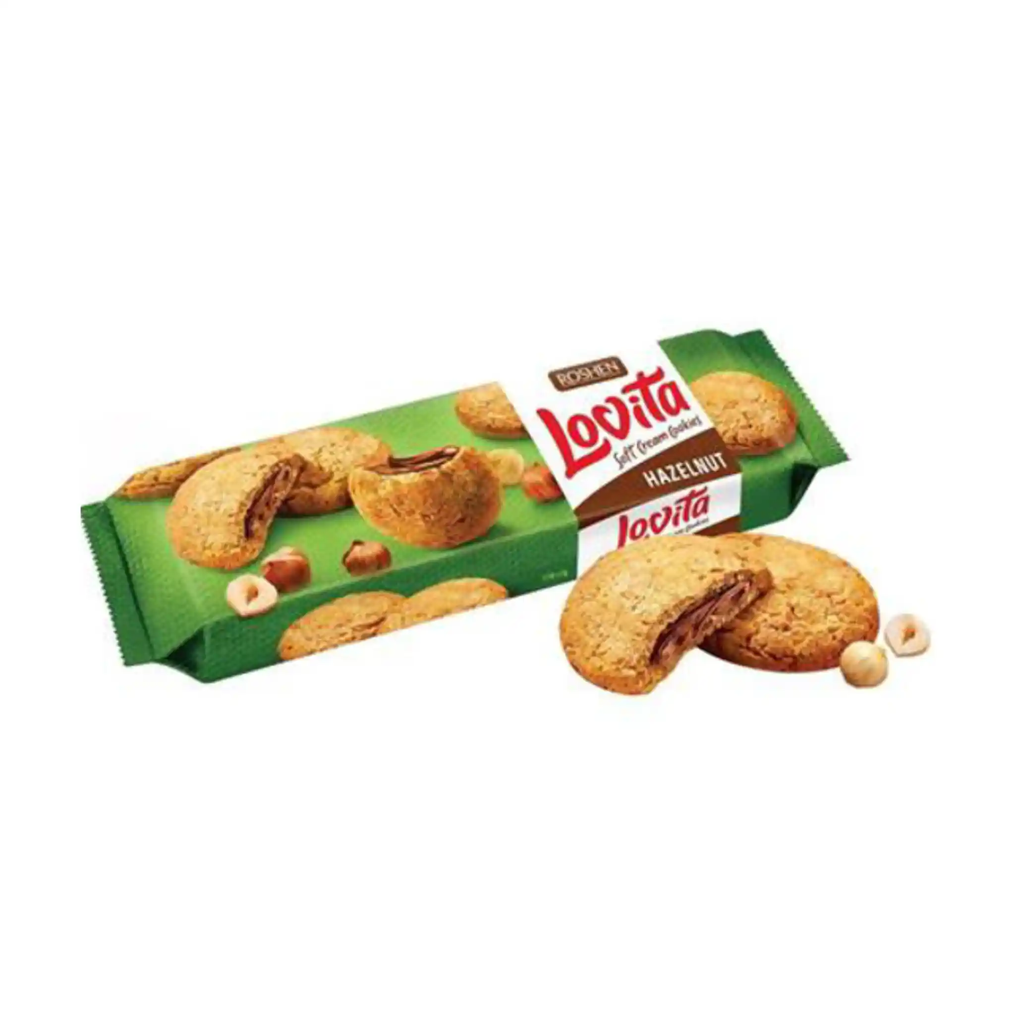 Roshen Sušenky "Lovita soft cream cookies" s ořechovou náplní, 127g/18ks