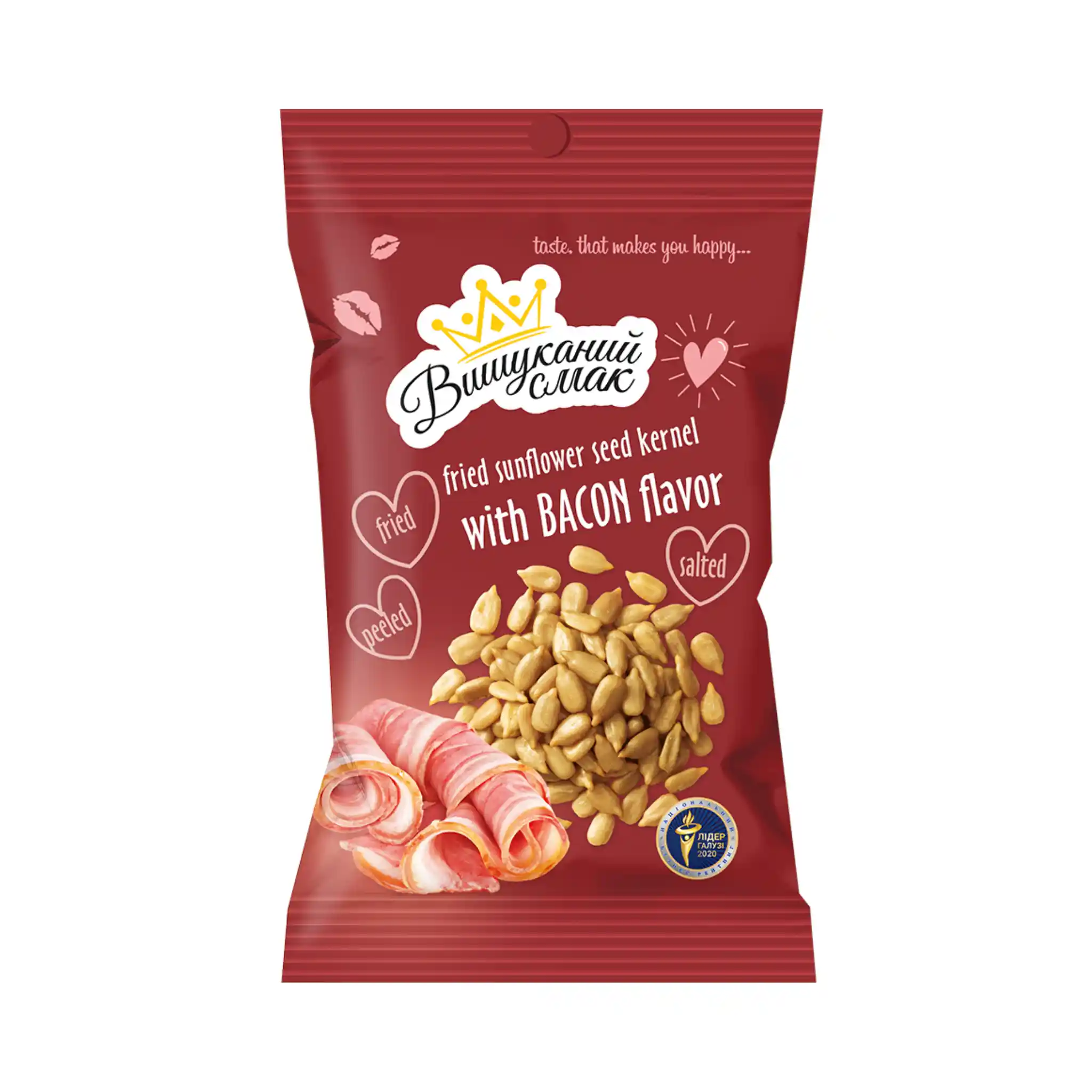 VS Slunečnicová semínka loupaná pražená solená s příchutí slaniny, 80g/20ks