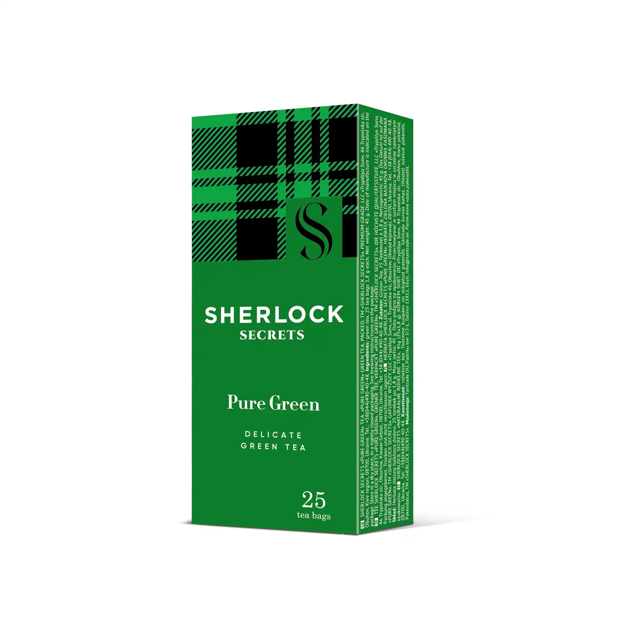 Sherlock Secrets Zelený čaj „Pure Green“, v sáčcích, 25 × 1,8 g/ 18 ks