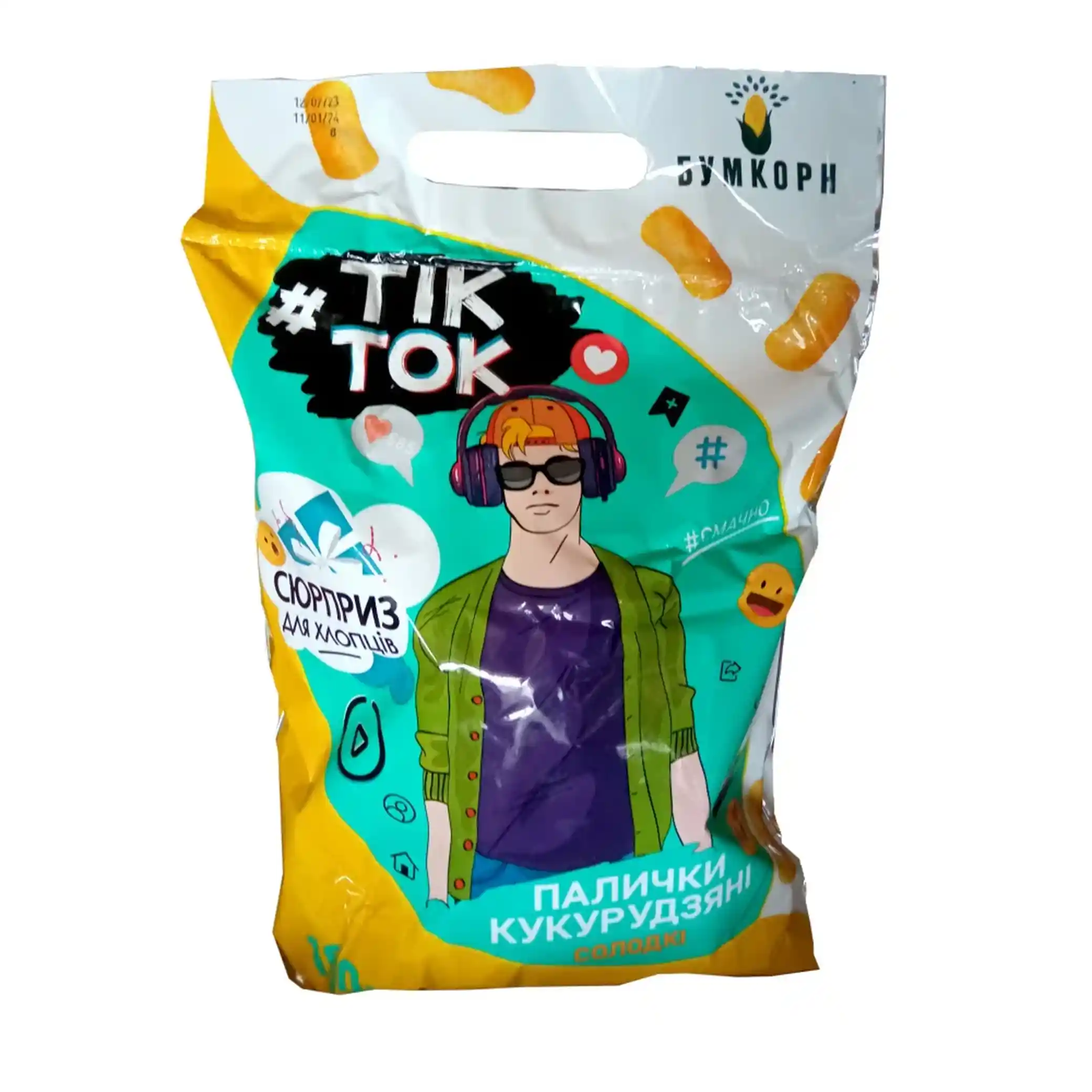 Boomcorn Kukuřičné křupky "Tik Tok" pro chlapce, 100g/12kus