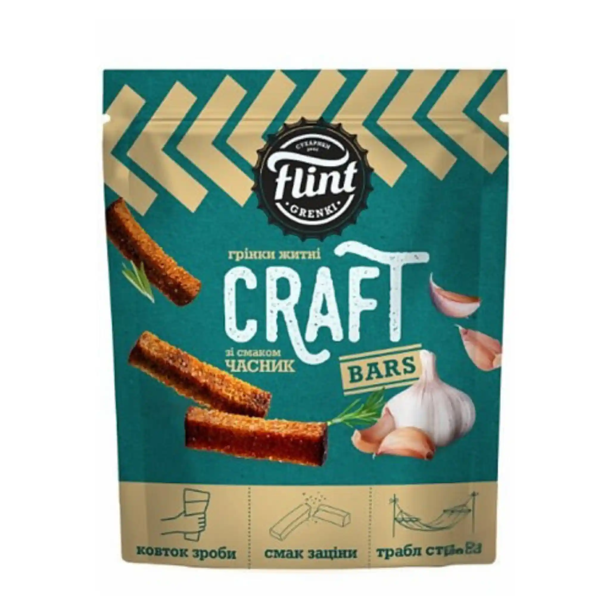 Flint Krutony (grenki) "Craft" s přichutí česneka, 90g/35ks