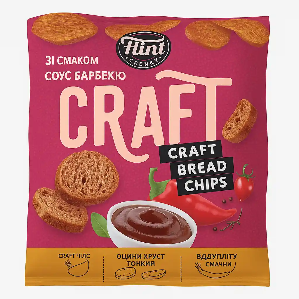 Flint Krutony (grenki) "Craft" s příchutí BBQ, 80g/10ks