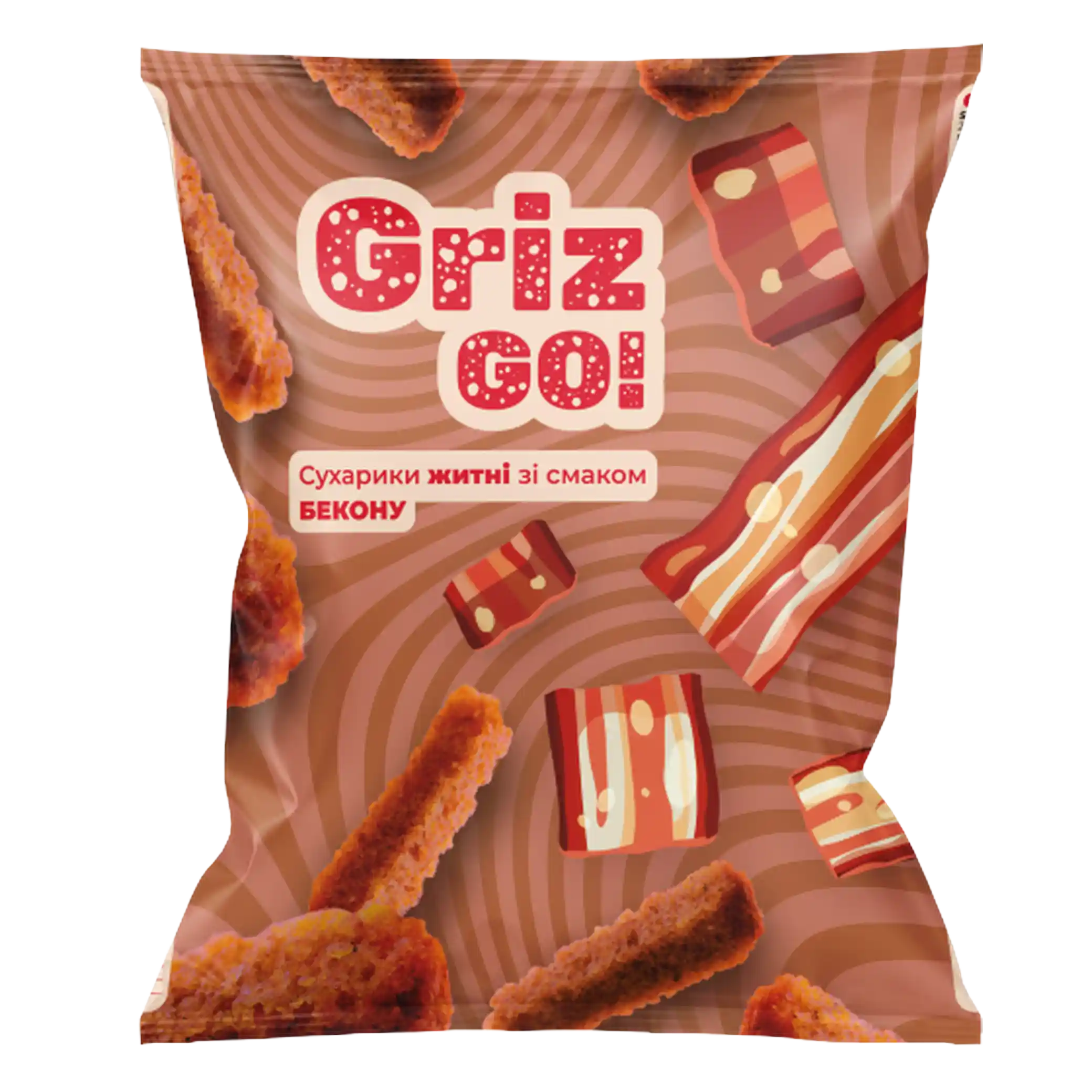 "GrizGo" Suchariky žitné s příchutí slaniny (bekon), 100 g × 40 ks