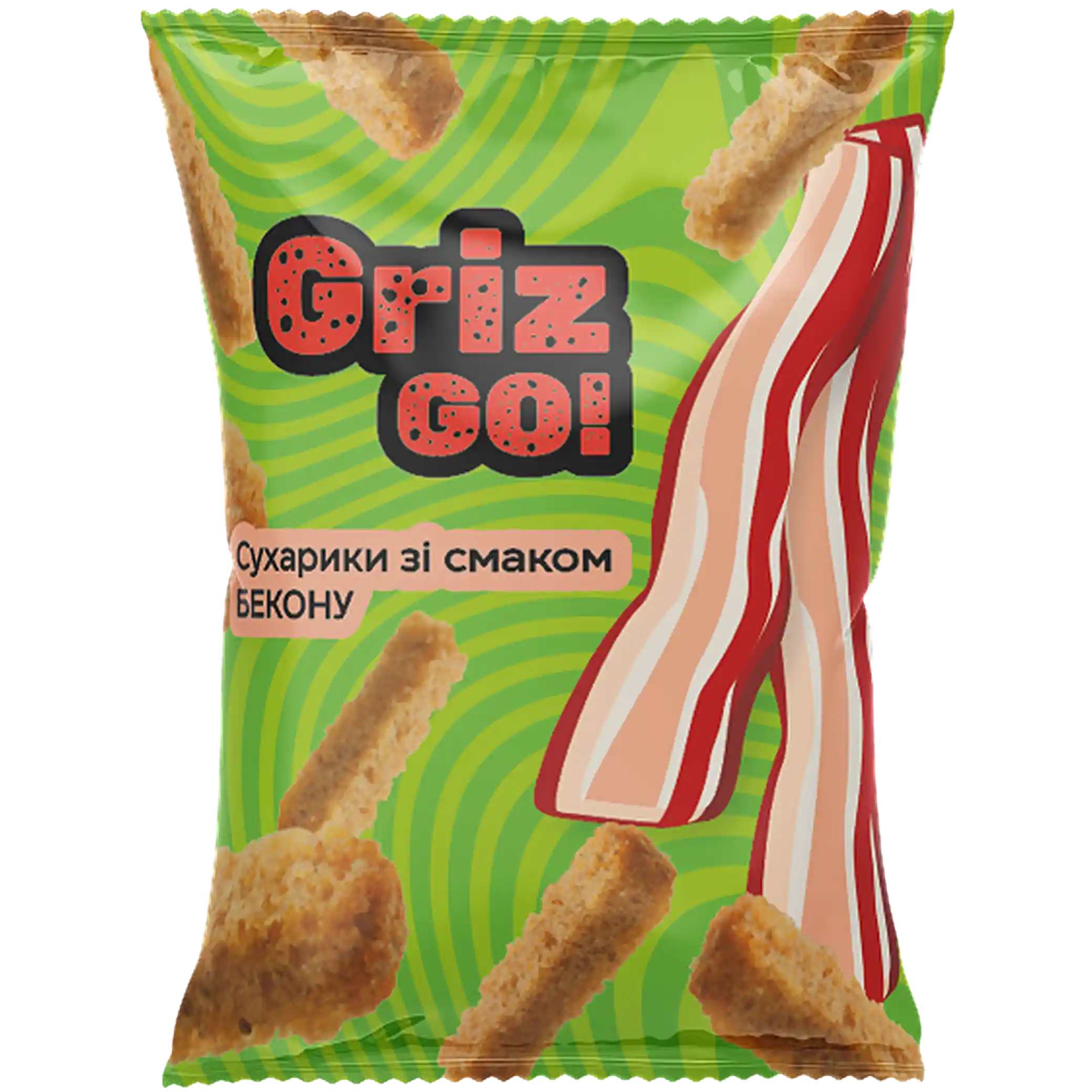 "GrizGo" Suchariky pšeničné s příchutí slaniny (bekon), 70 g × 50 ks