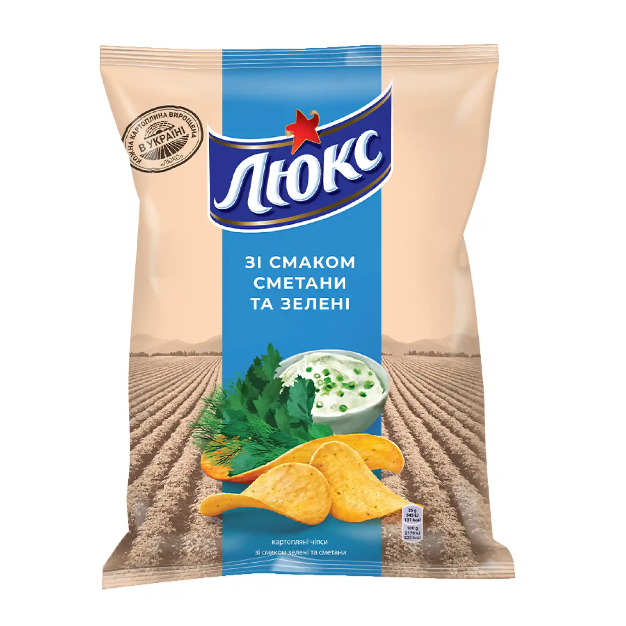 LUX Chipsy bramborové s příchutí zakysané smetany a bylinek, 125 g/22 ks