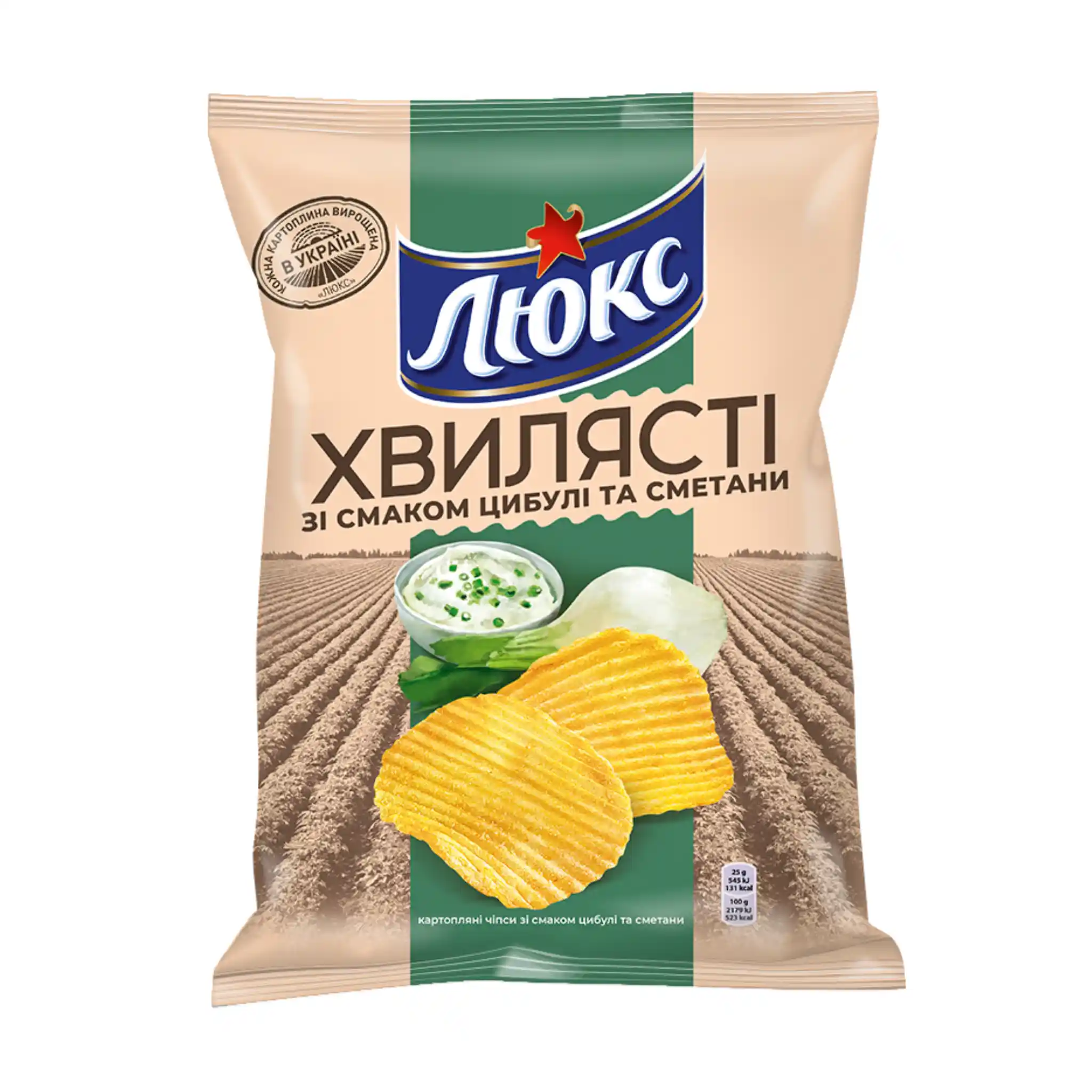 LUX Chipsy vlnkované s příchutí zakysané smetany a cibule, 125 g/22 ks