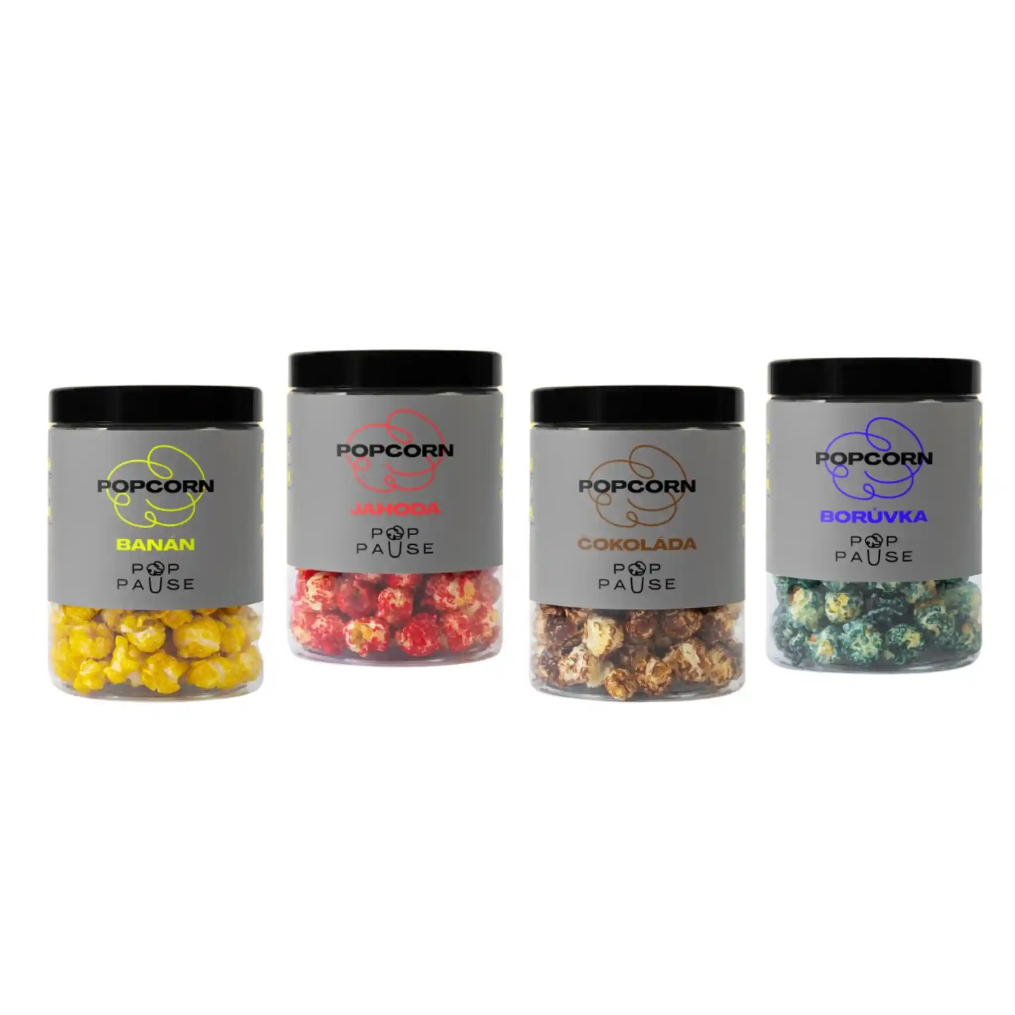 Popcorn MIX (jahoda, banan, čokolada, borůvka) 100gr/4kus