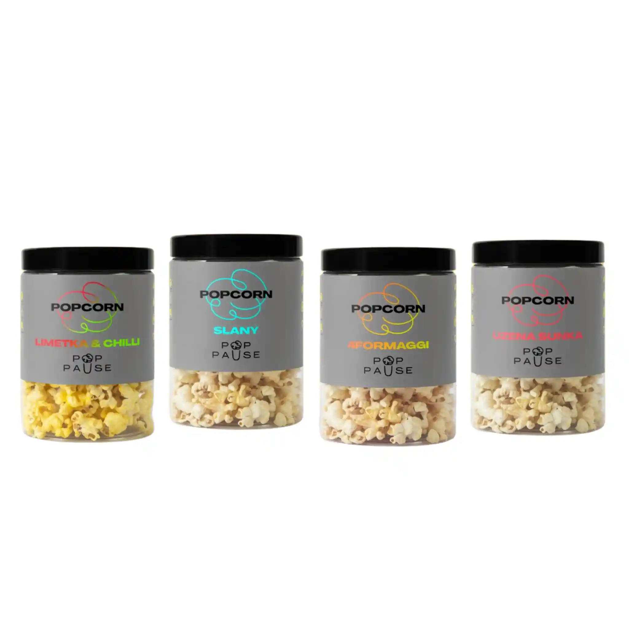 Popcorn MIX (slaný, limetka&chilli,4formaggi, užená šunka) 100gr/4kus