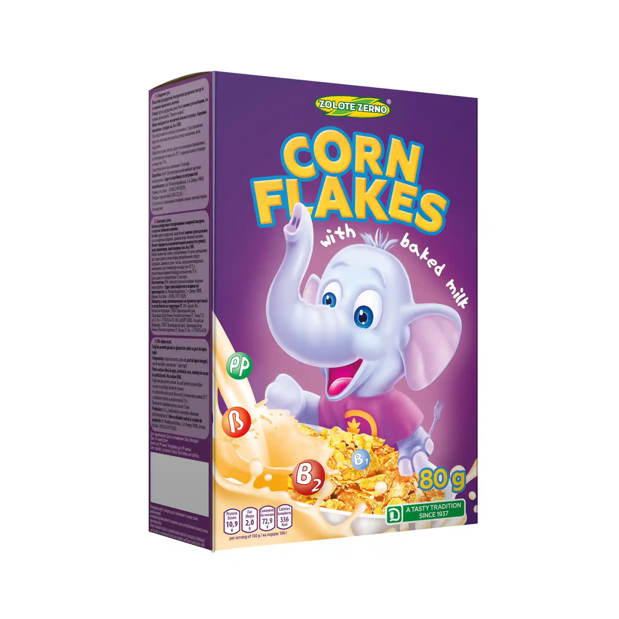 ZZ Kukuřičné vločky v cukrové poleve s příchutí přepuštěného mléka, 80g/21ks