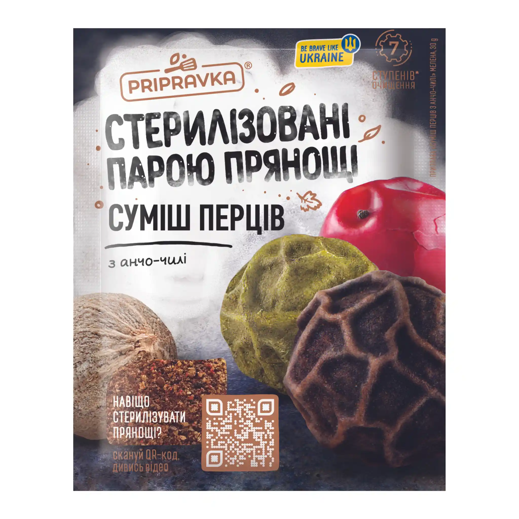 Pripravka "Příprava Směs pepřů s ancho chilli" sterilované párou koření, 30g/32 ks