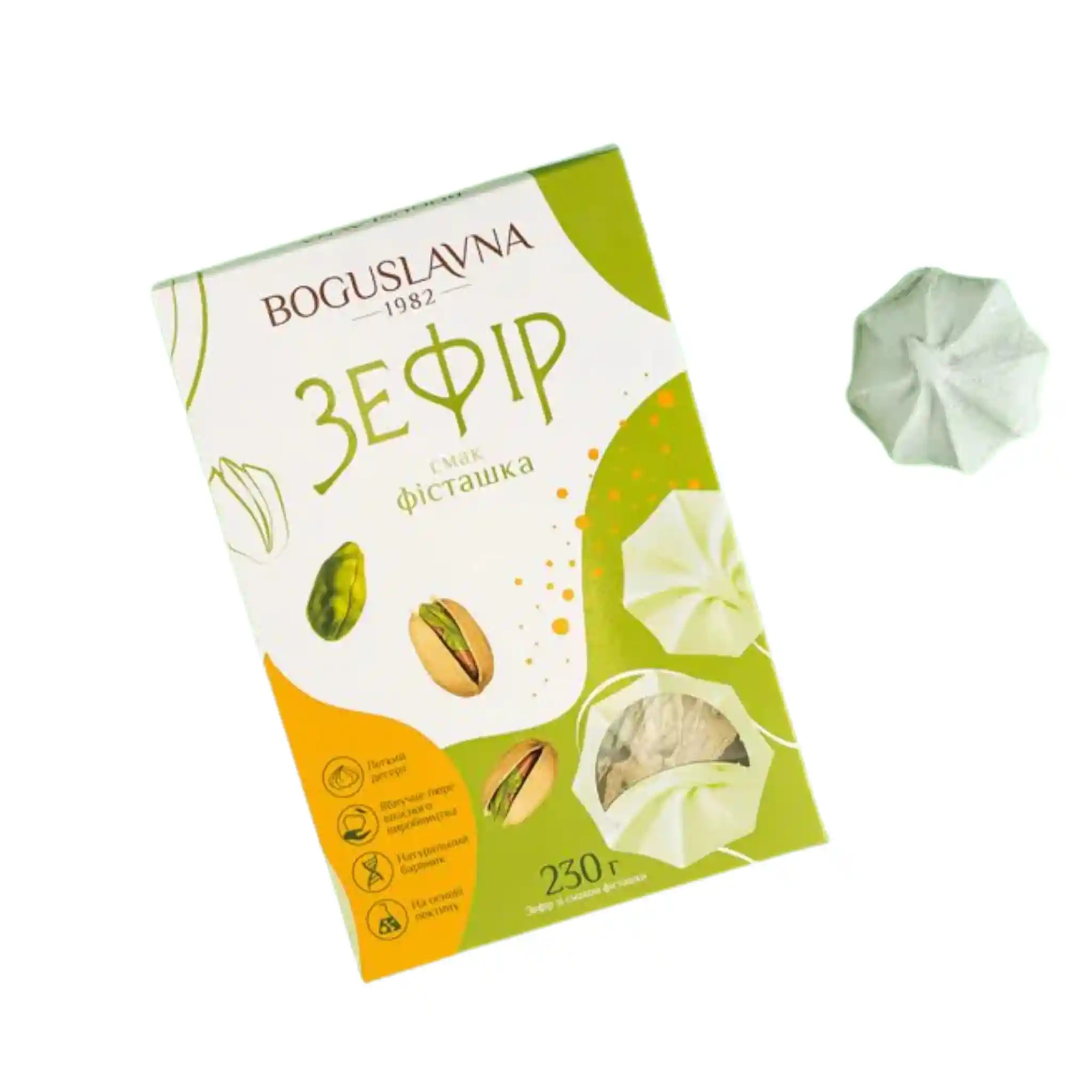 Boguslavna Zefír s příchutí pistácie, 230 g/8ks