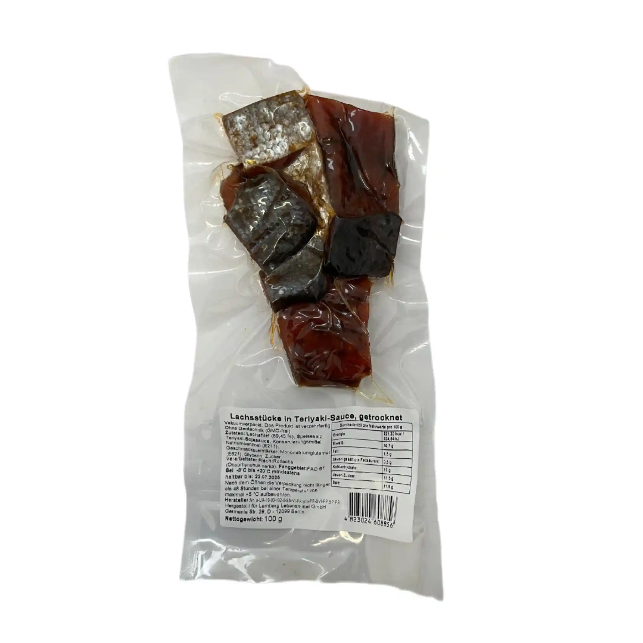 Lemberg Kousky červeného lososa (nerka), sušené, v omáčce teriyaki , 100 g/20 kus