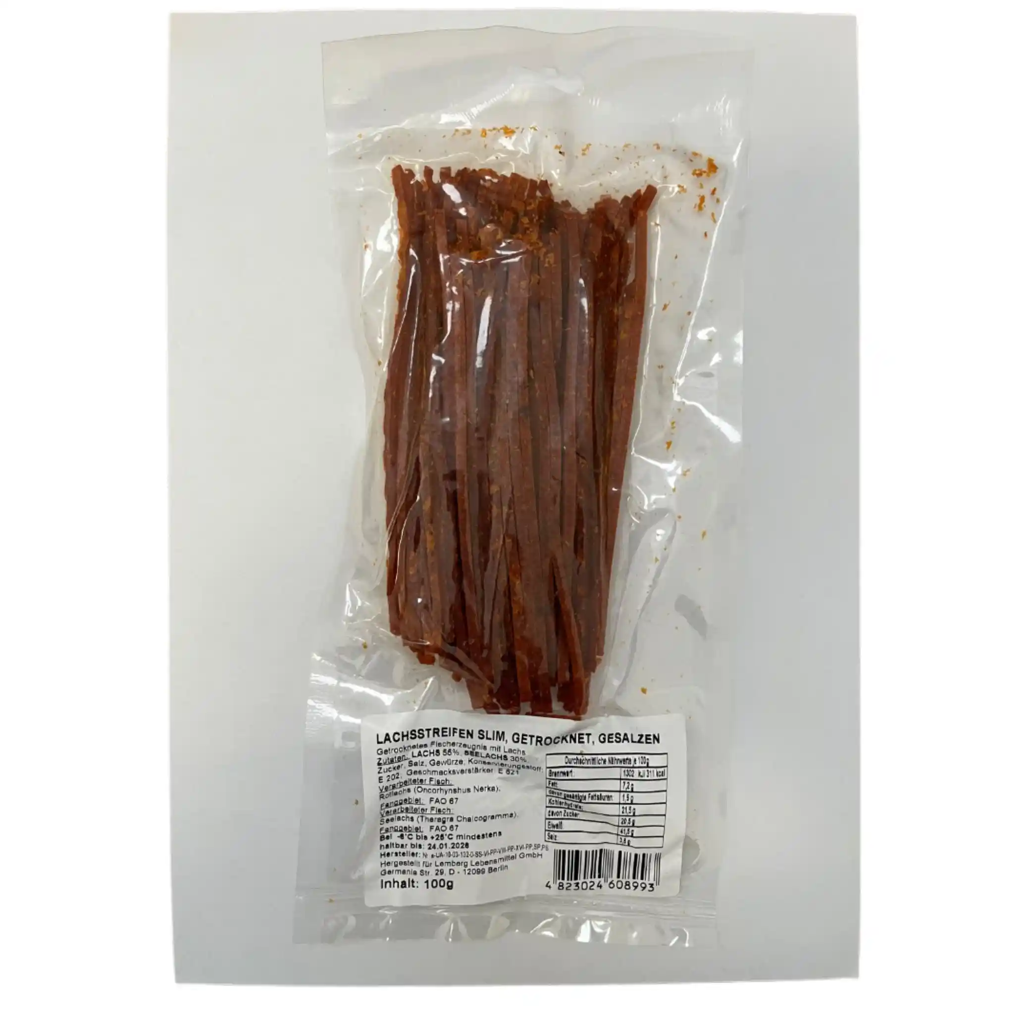 Lemberg Proužky lososa, solené, sušené, 100 g/20 kus