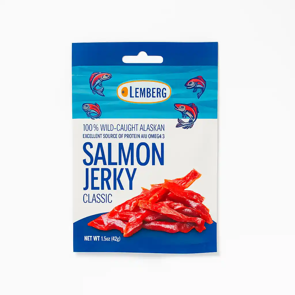 Lemberg Proužky z filetů (nerka) lososa, solené, sušené, 42 g/20ks