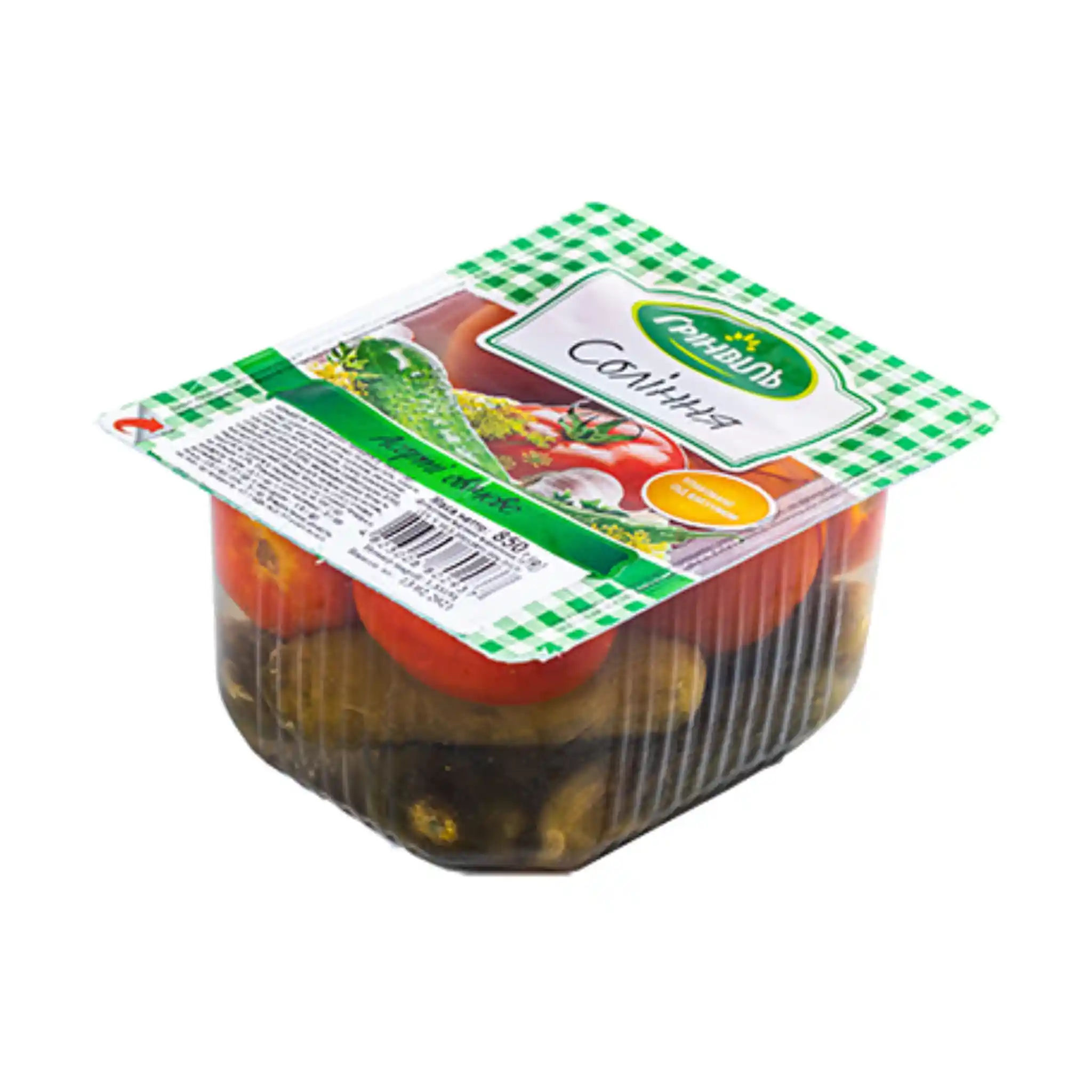 TM Grinvil Assorti okurky a rajčata, 850g/12ks