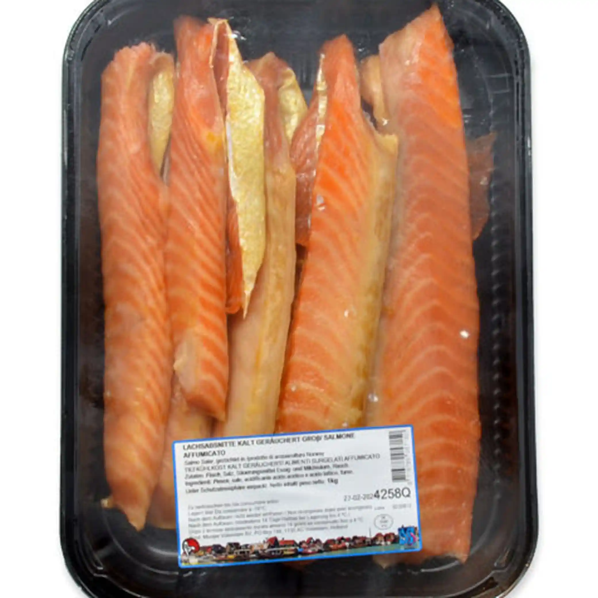 Mooijer (4258Q) Lososí (semga) bříška uzená za studena, mražená, 1kg/10