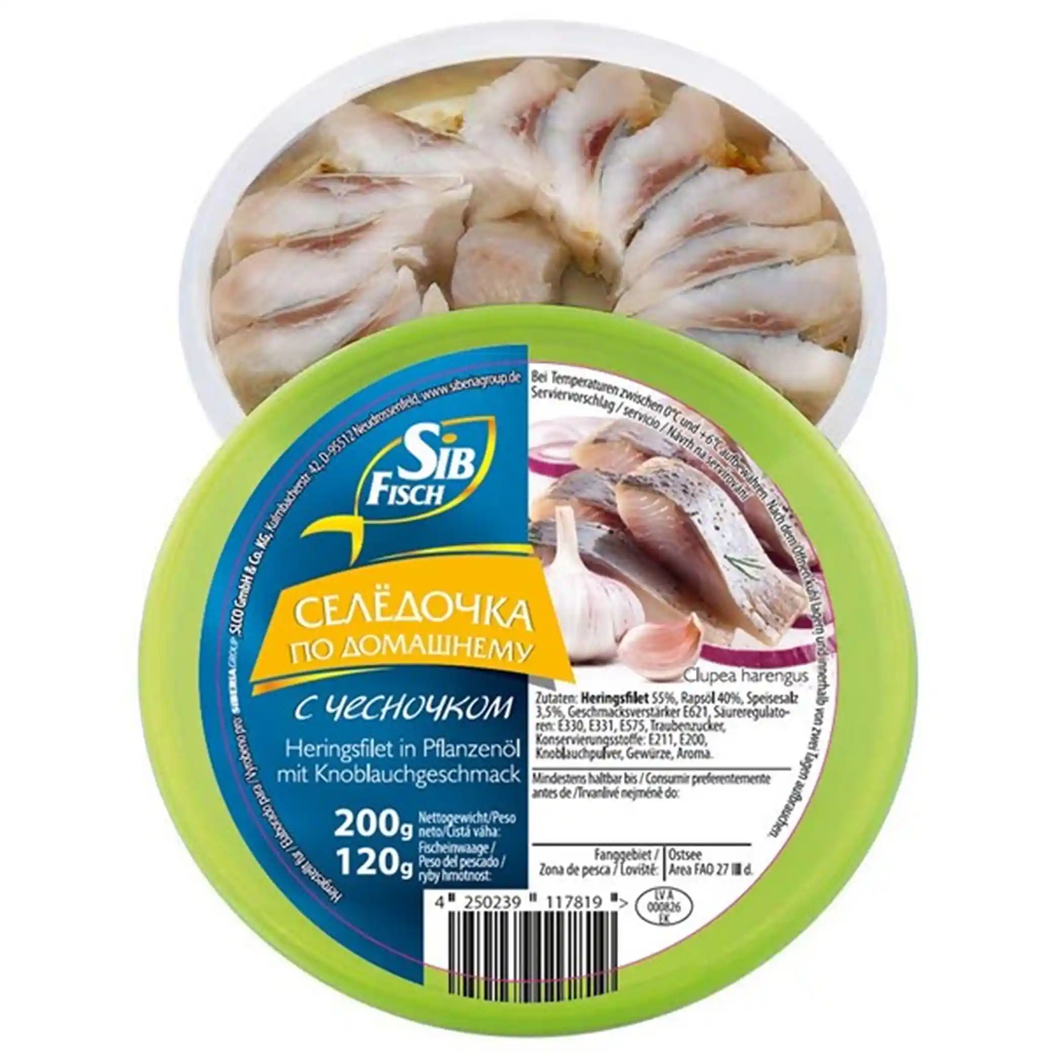 SibFisch Sleď filé v oleji s česnekem 200 g 1/6ks