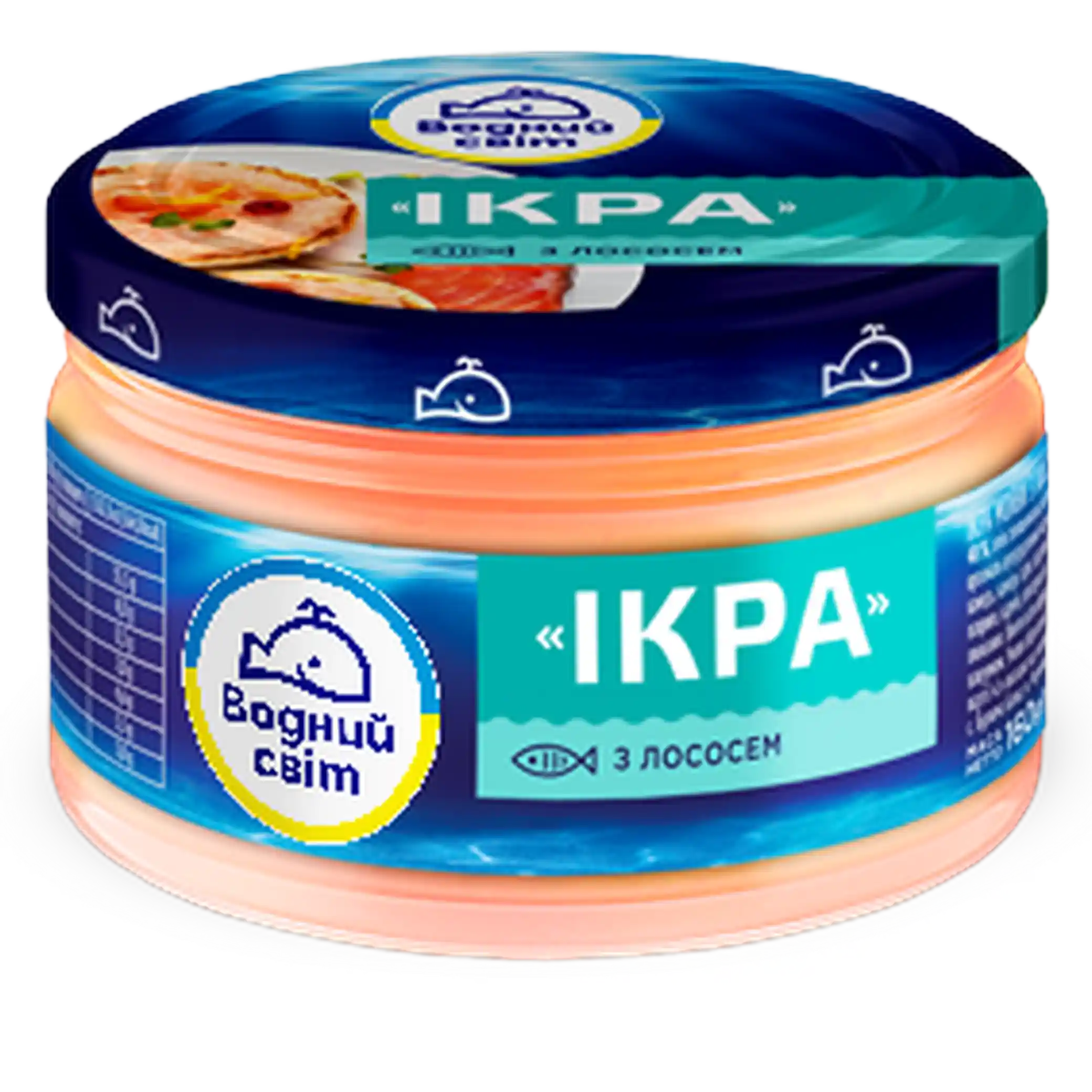 "Vodnyj svit"(0523), „Ikra“. Kaviárová pasta s kaviárem mořských ryb a lososem, pasterizovaná, 160 g/6ks