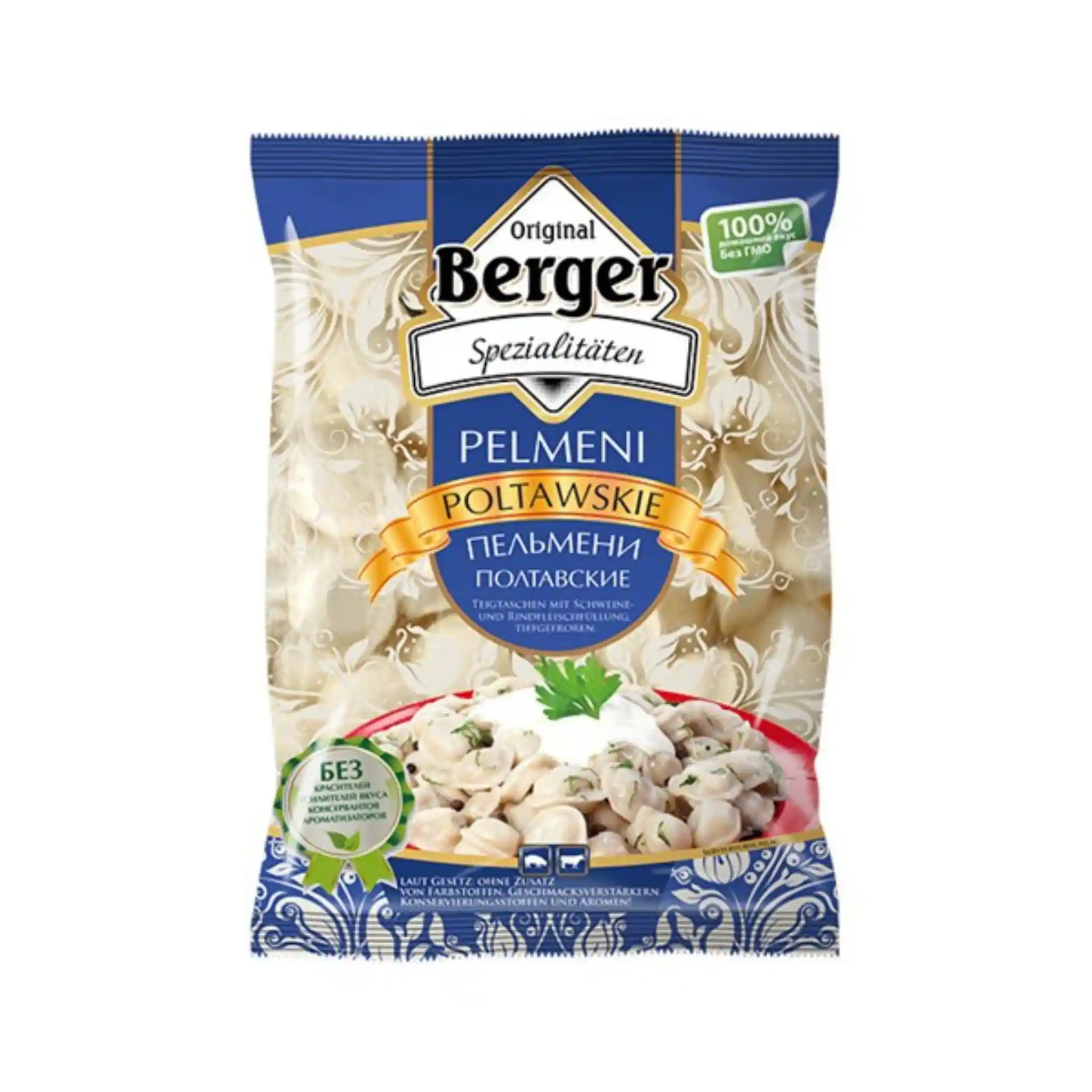 BERGER Pelmeně Poltavsije s vepřovým a hovězím masem, 900g/12ks