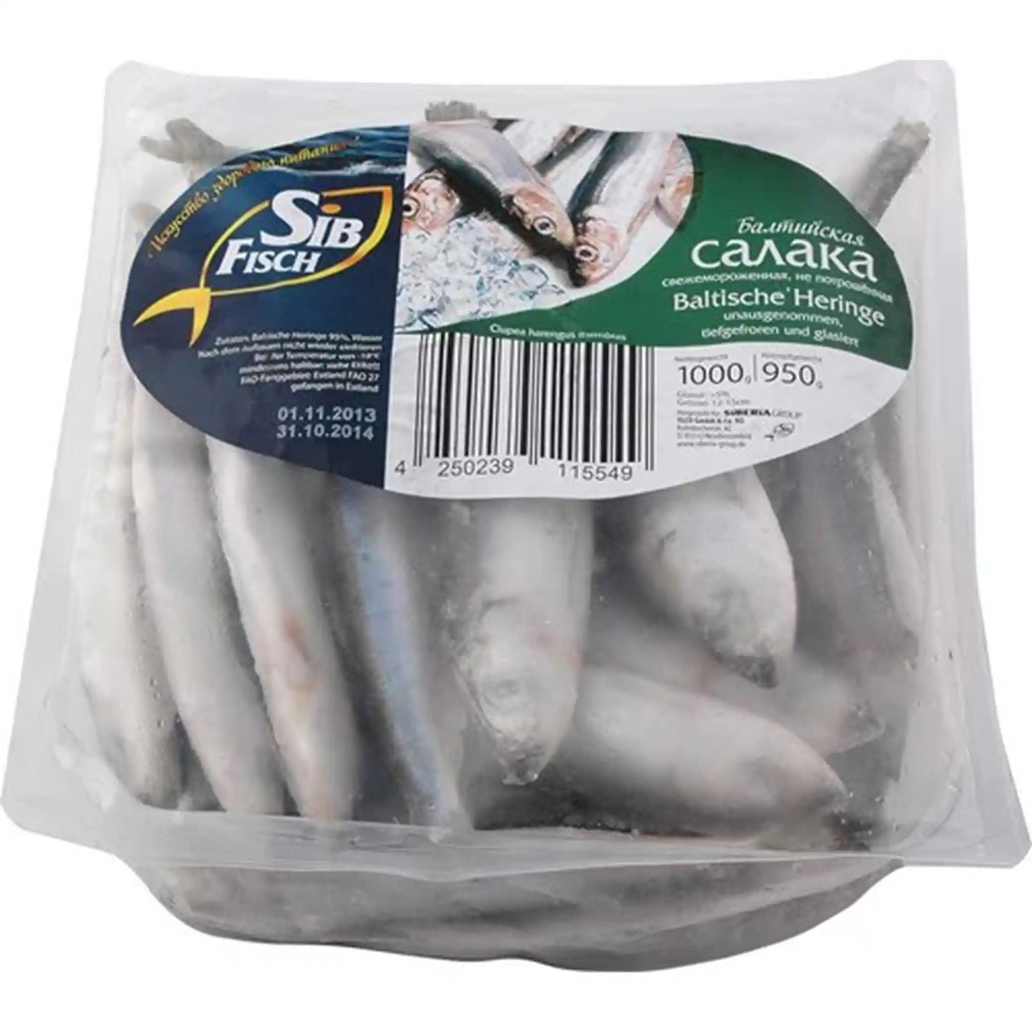 SibFisch Baltická sleď  (salaka), nekuchaný, s hlavou, mraž., 950 g, 1/10ks