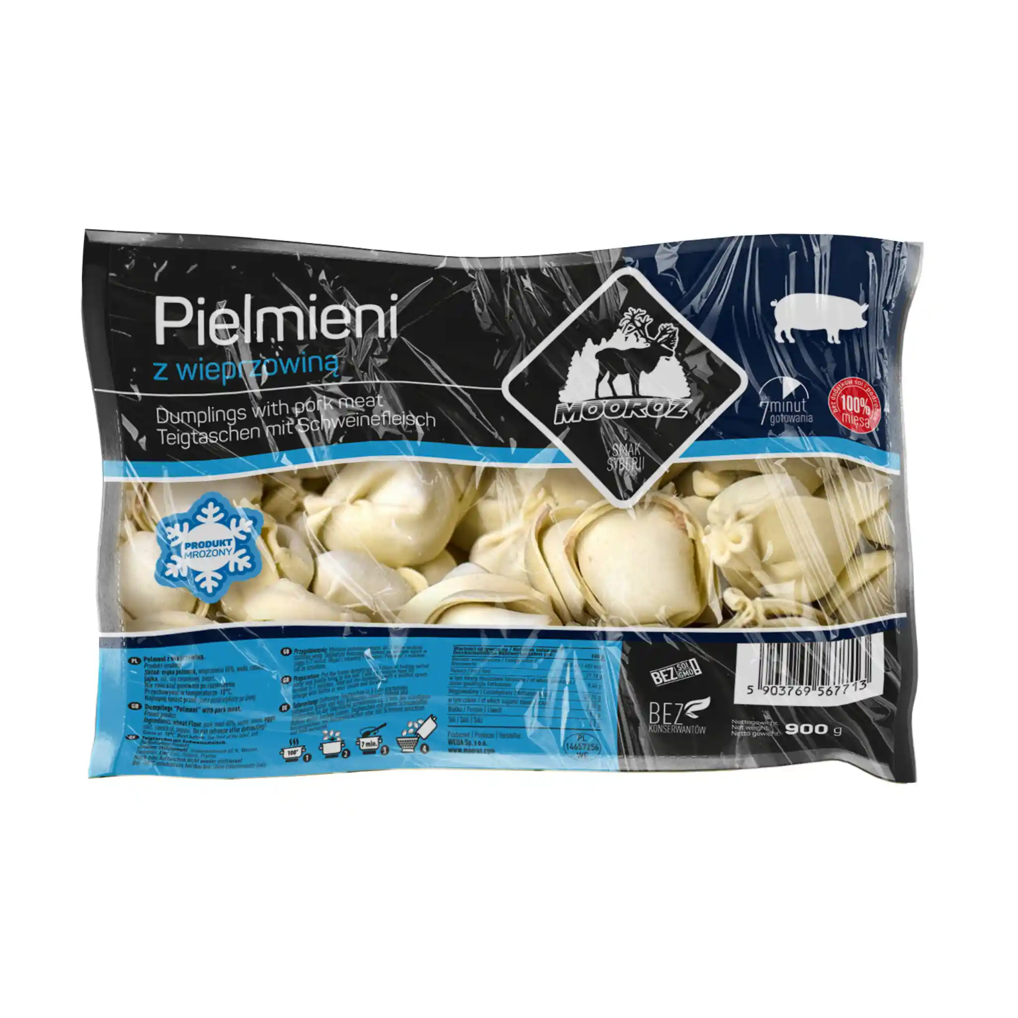 W Mooroz Pelmeně s vepřovým masem, 900 g/6 ks