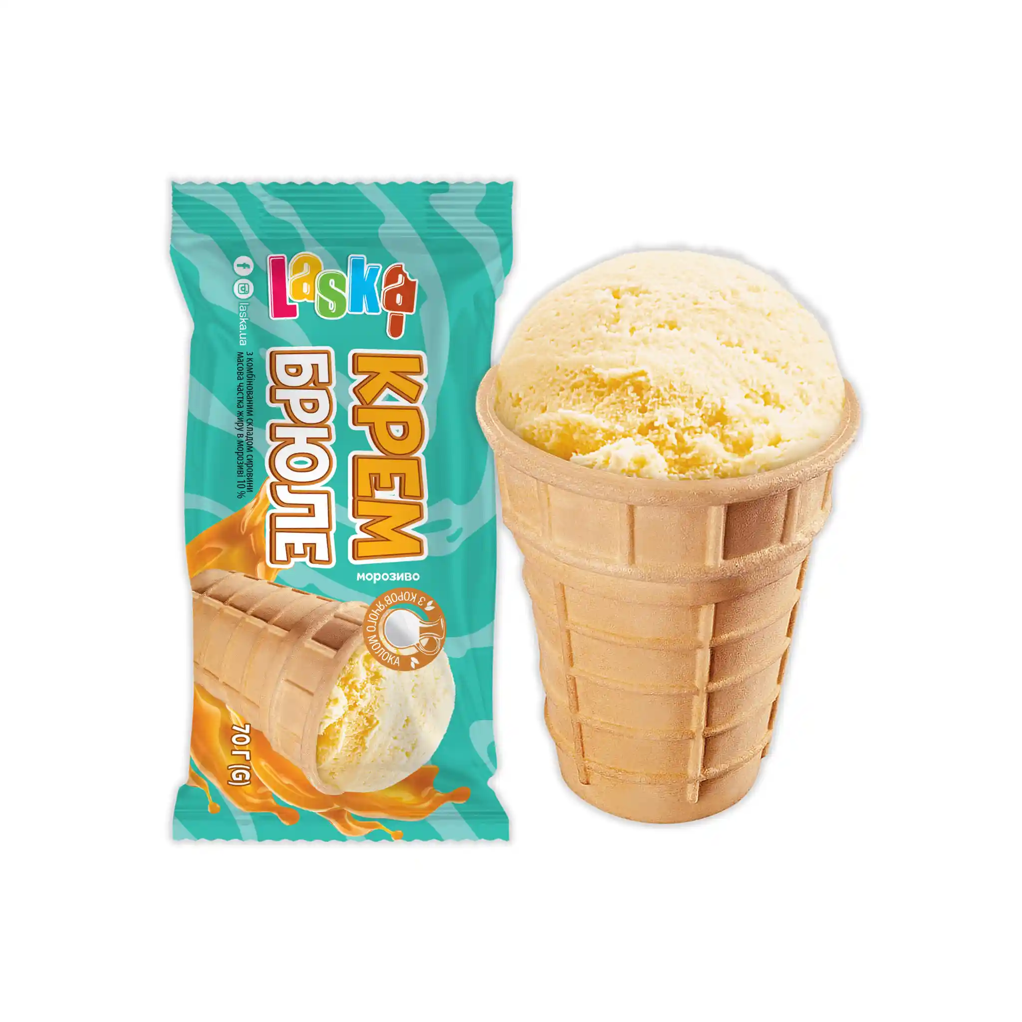 Laska Zmrzlina "Creme Brulee", v kornoutku 70g/30ks