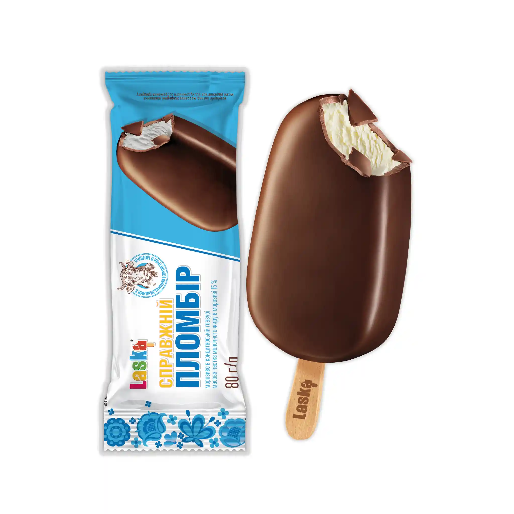 Laska Zmrzlina "Real plombir", v cukrářské polevě 80g/24ks