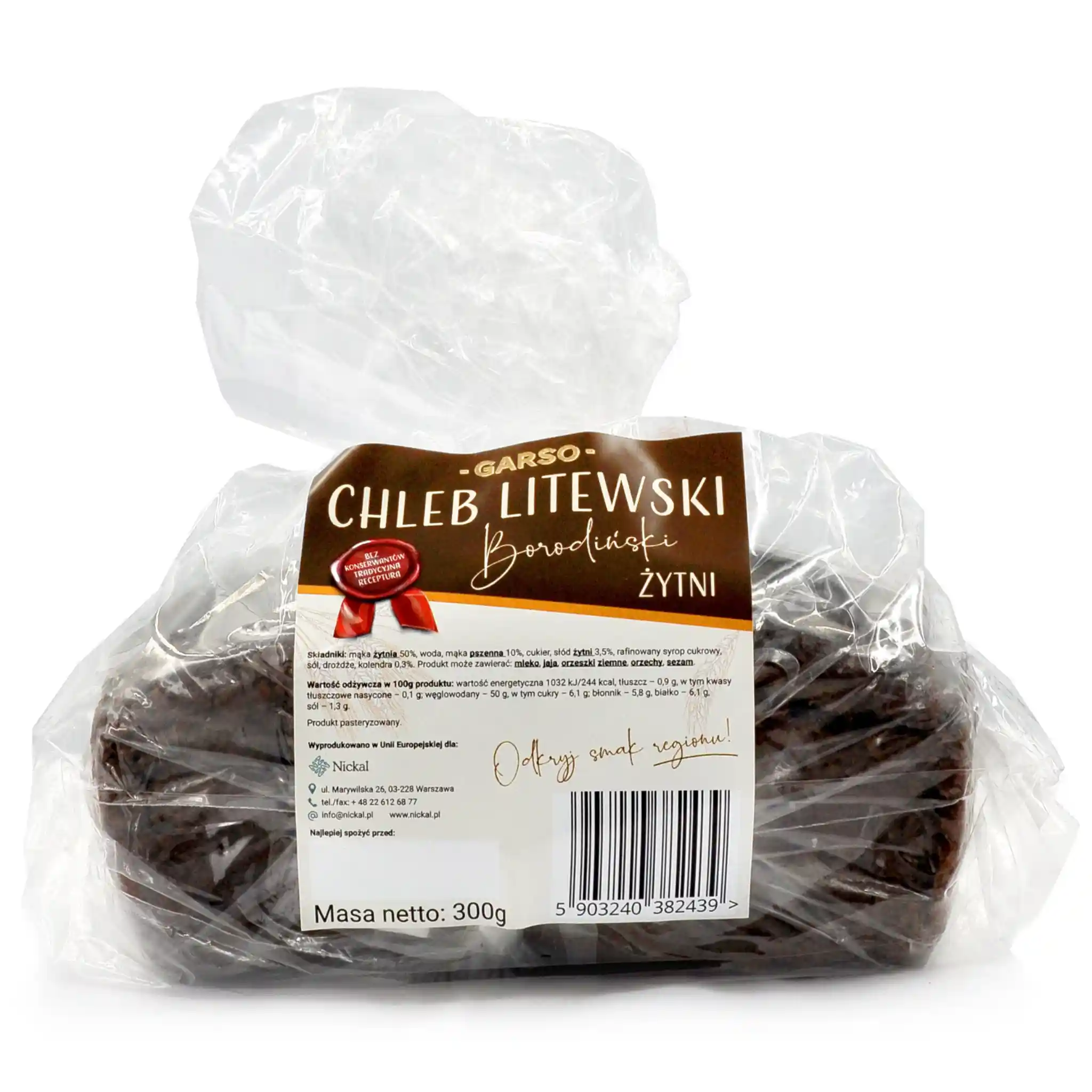 Chleb Borodinský žitný  "Garso" 300g/20ks