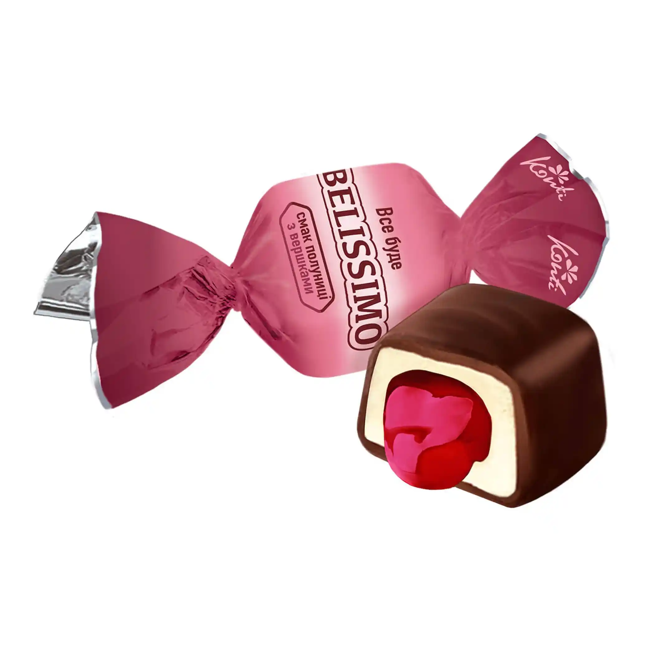 Konti  "Belissimo" bonbony chuť jahod se smetanou, 1kg/7ks