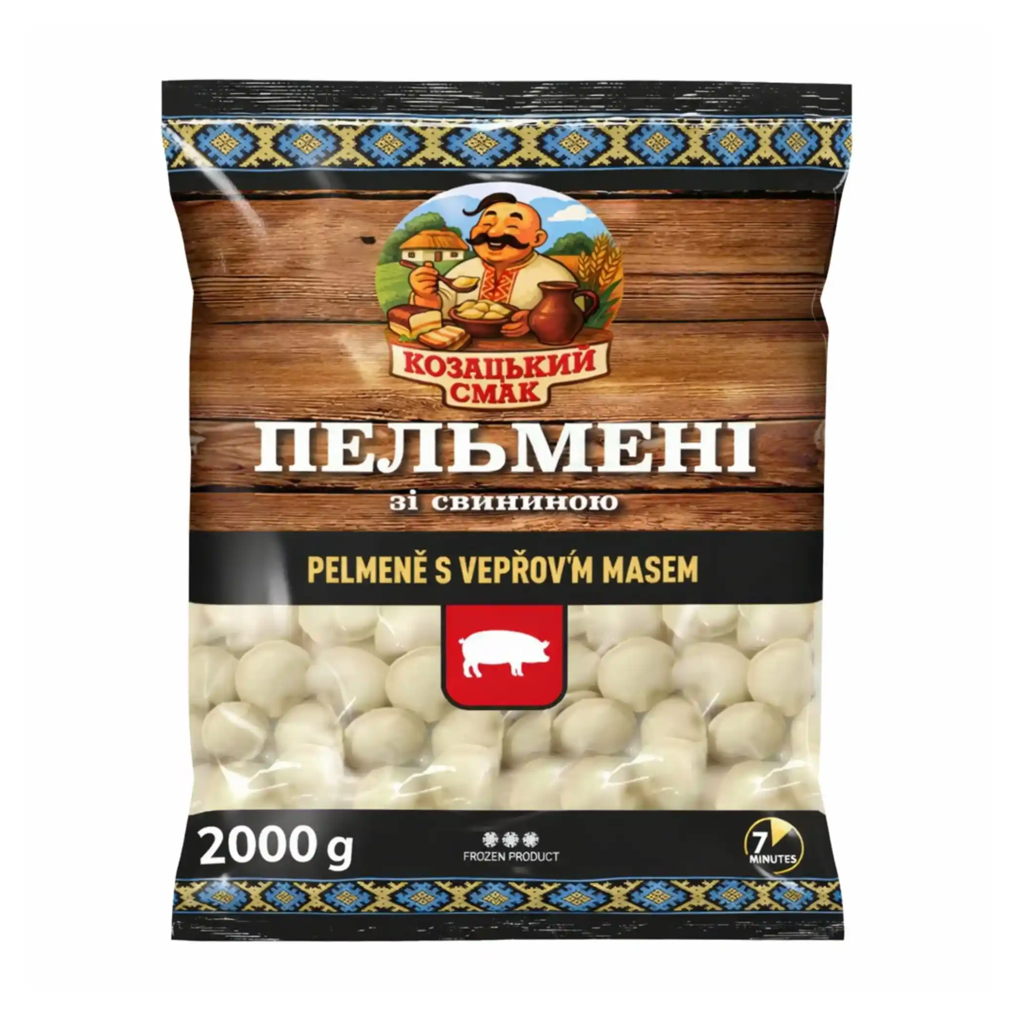 W Kozacký Smak Pelmeně s vepřovým masem, 2000 g/6 ks